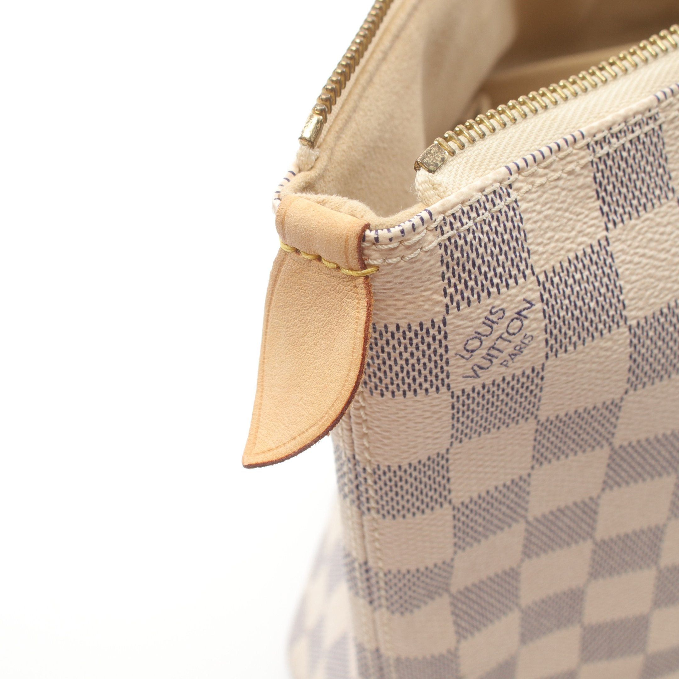 Louis Vuitton Louis Vuitton Saleya Pm Damier Azur Handbag Tote Bag Leather White Size ONE SIZE - 8 Thumbnail