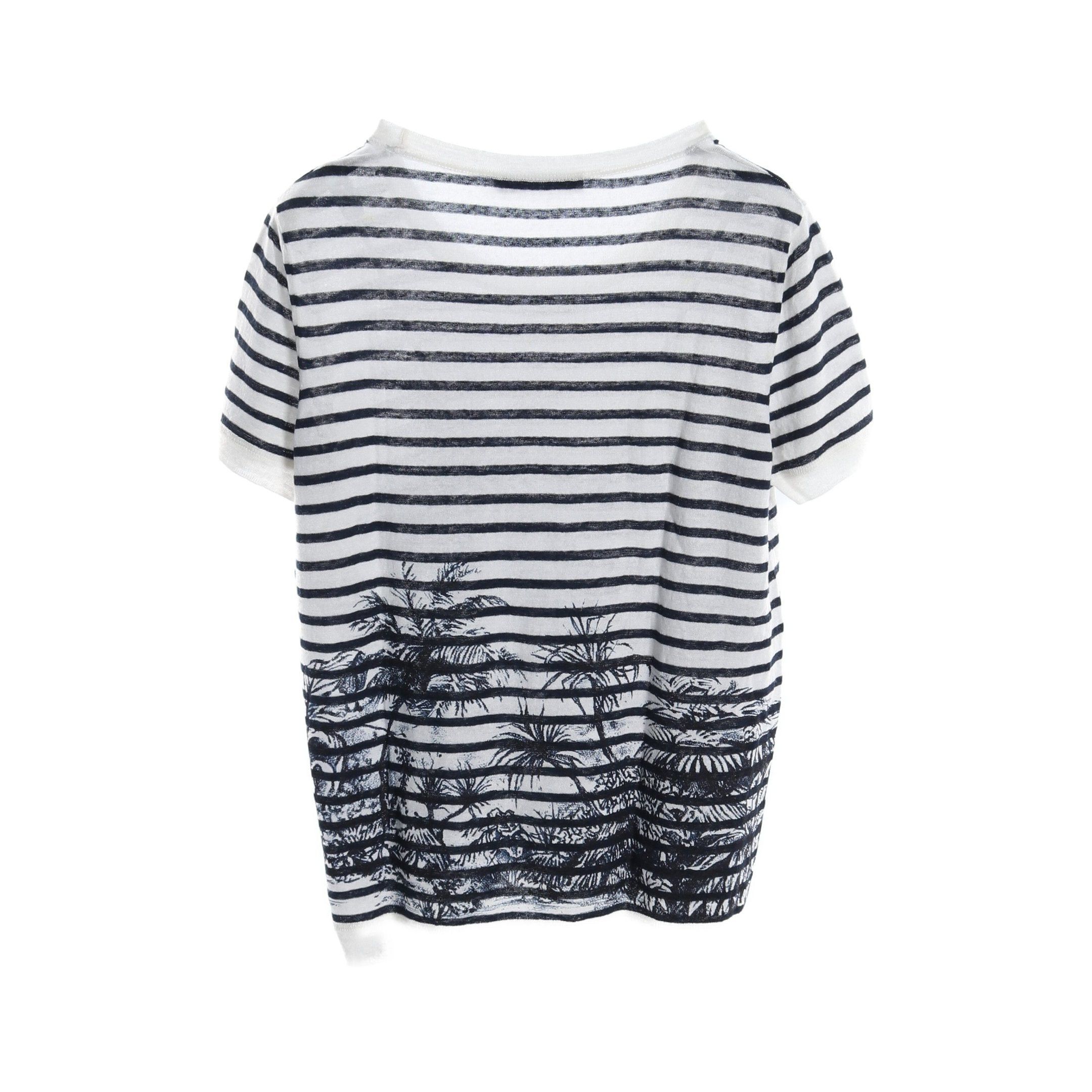 Dior Dior Cut And Sew Knit Short Sleeve Stripes Linen Cashmere Silk White Dark Navy Size ONE SIZE - 2 Thumbnail