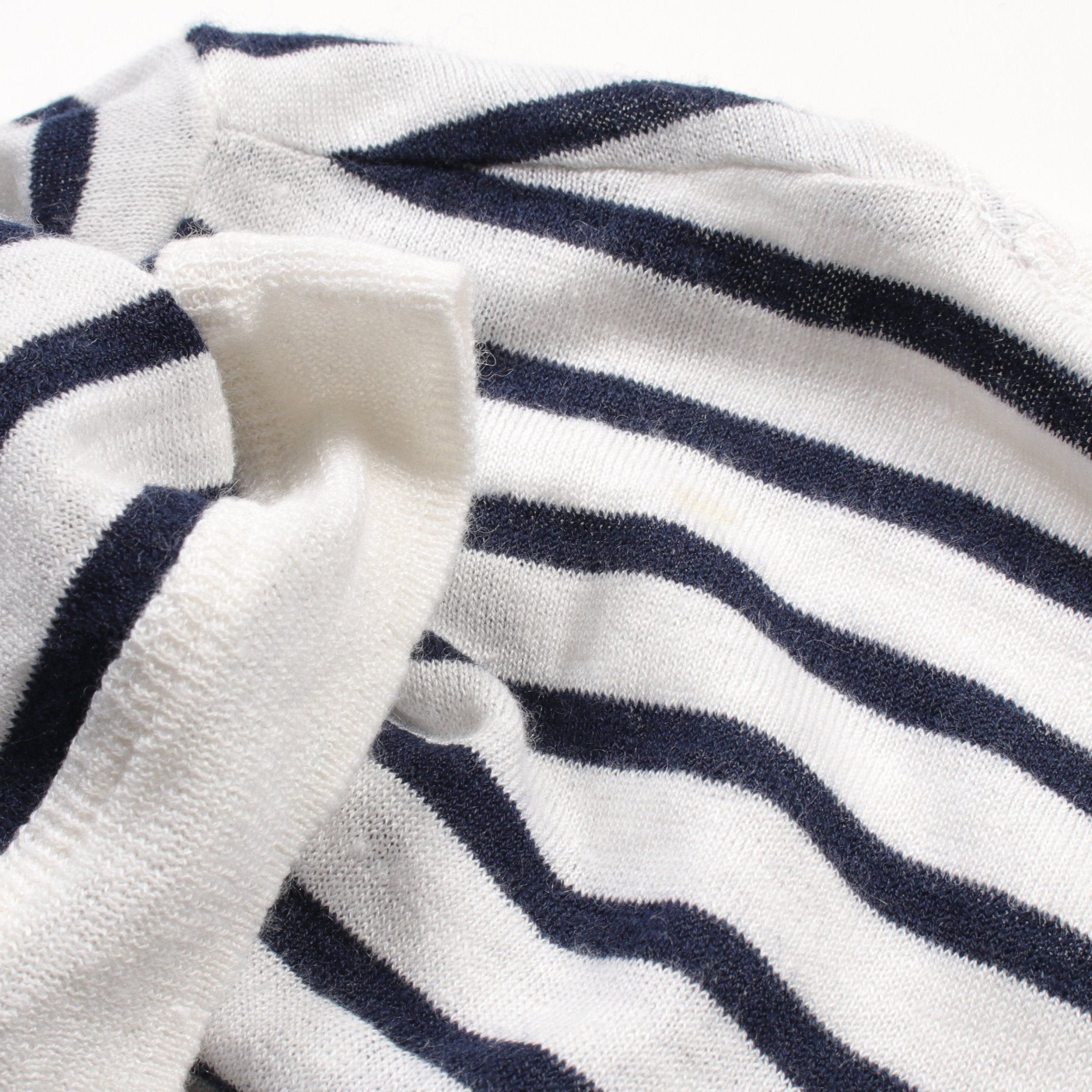 Dior Dior Cut And Sew Knit Short Sleeve Stripes Linen Cashmere Silk White Dark Navy Size ONE SIZE - 7 Thumbnail