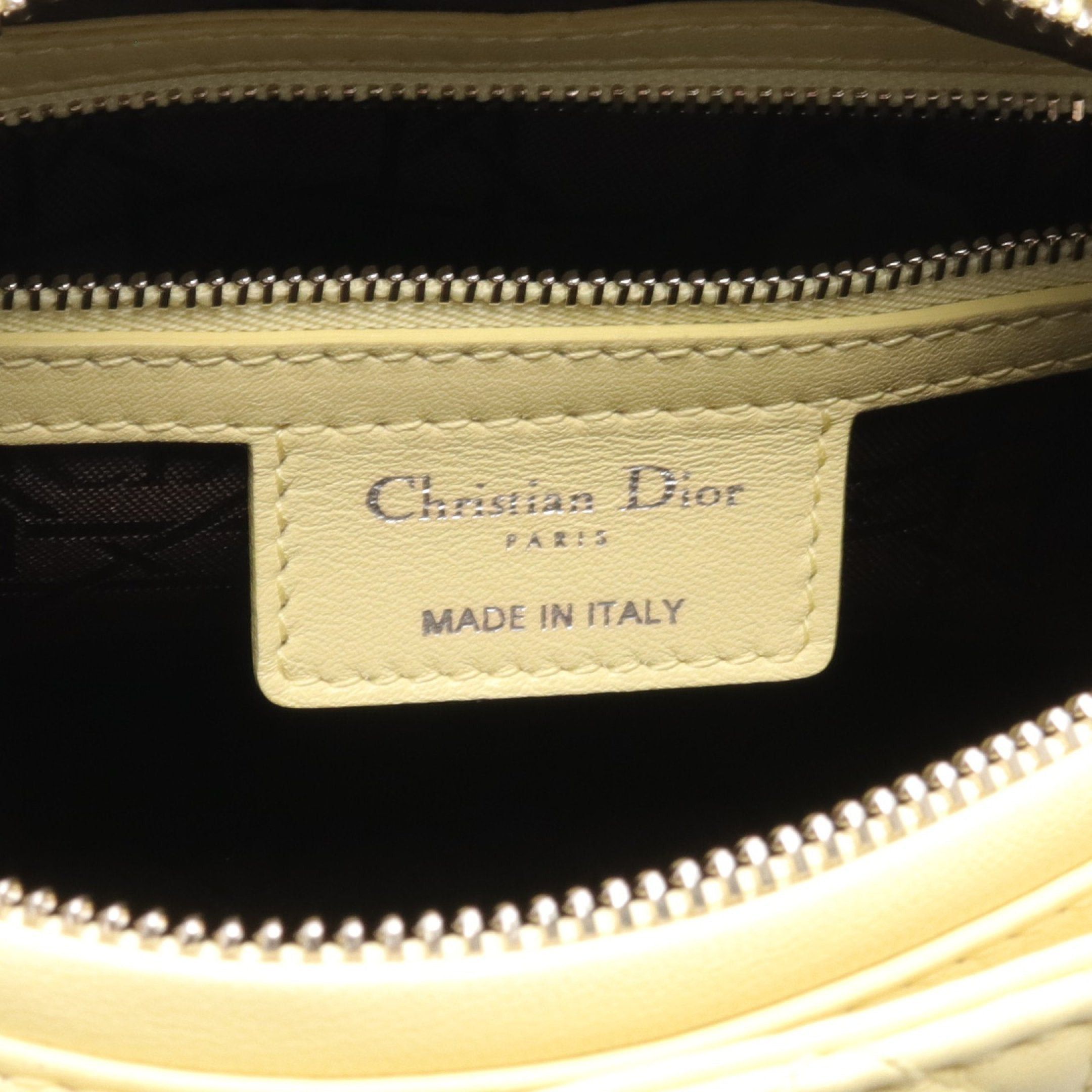 Dior Dior Lady Dior Canage Handbag Leather Light Yellow Size ONE SIZE - 4 Thumbnail