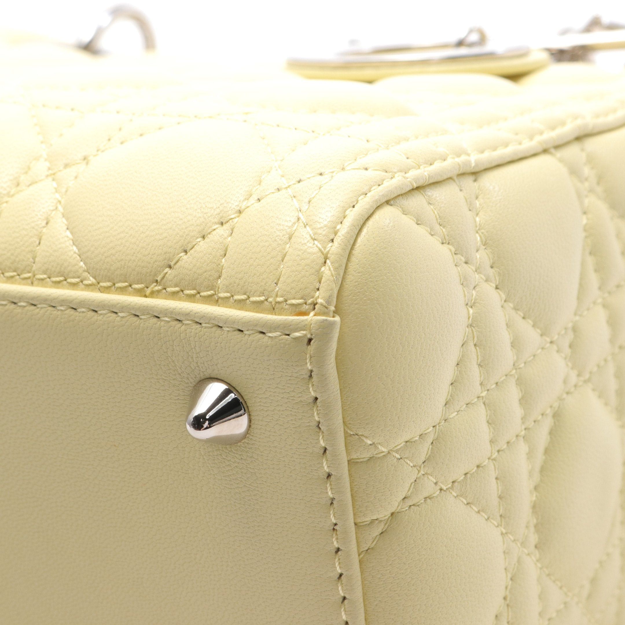 Dior Dior Lady Dior Canage Handbag Leather Light Yellow Size ONE SIZE - 6 Thumbnail