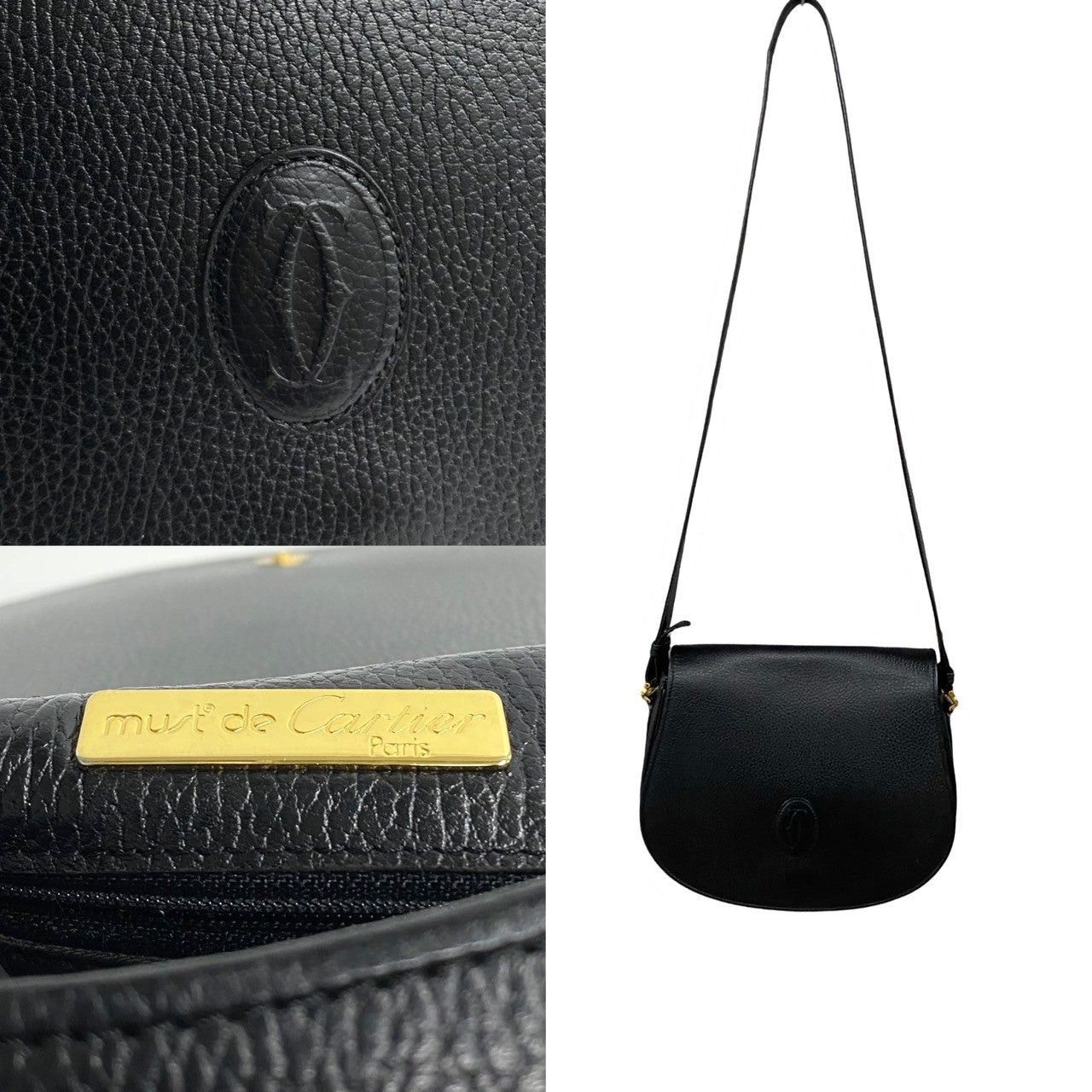 Cartier Cartier Shoulder Bag Black Leather Size ONE SIZE - 3 Thumbnail