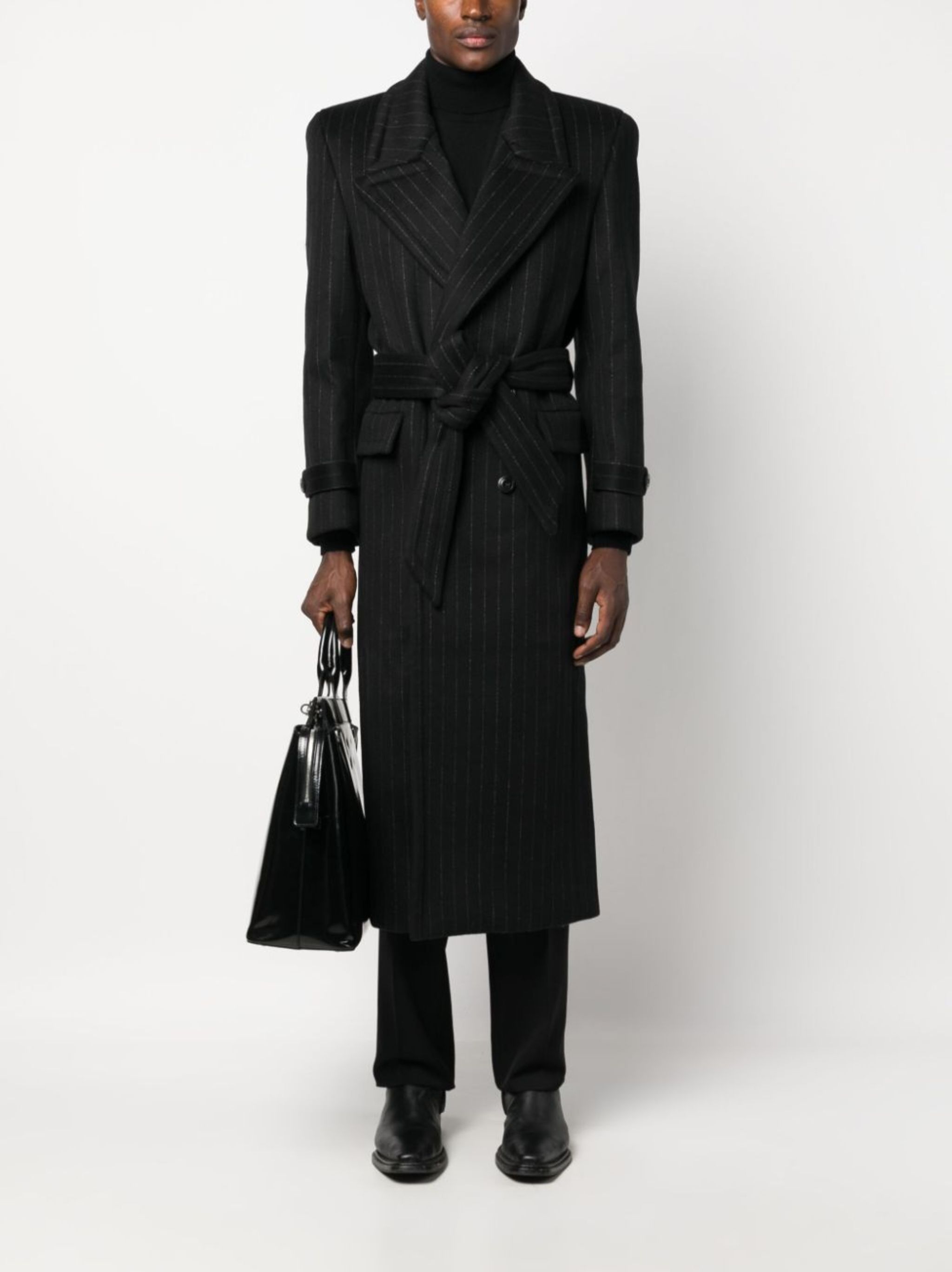 Saint Laurent Paris oversized coat in pinstriped wool Size US XL / EU 56 / 4 - 2 Thumbnail