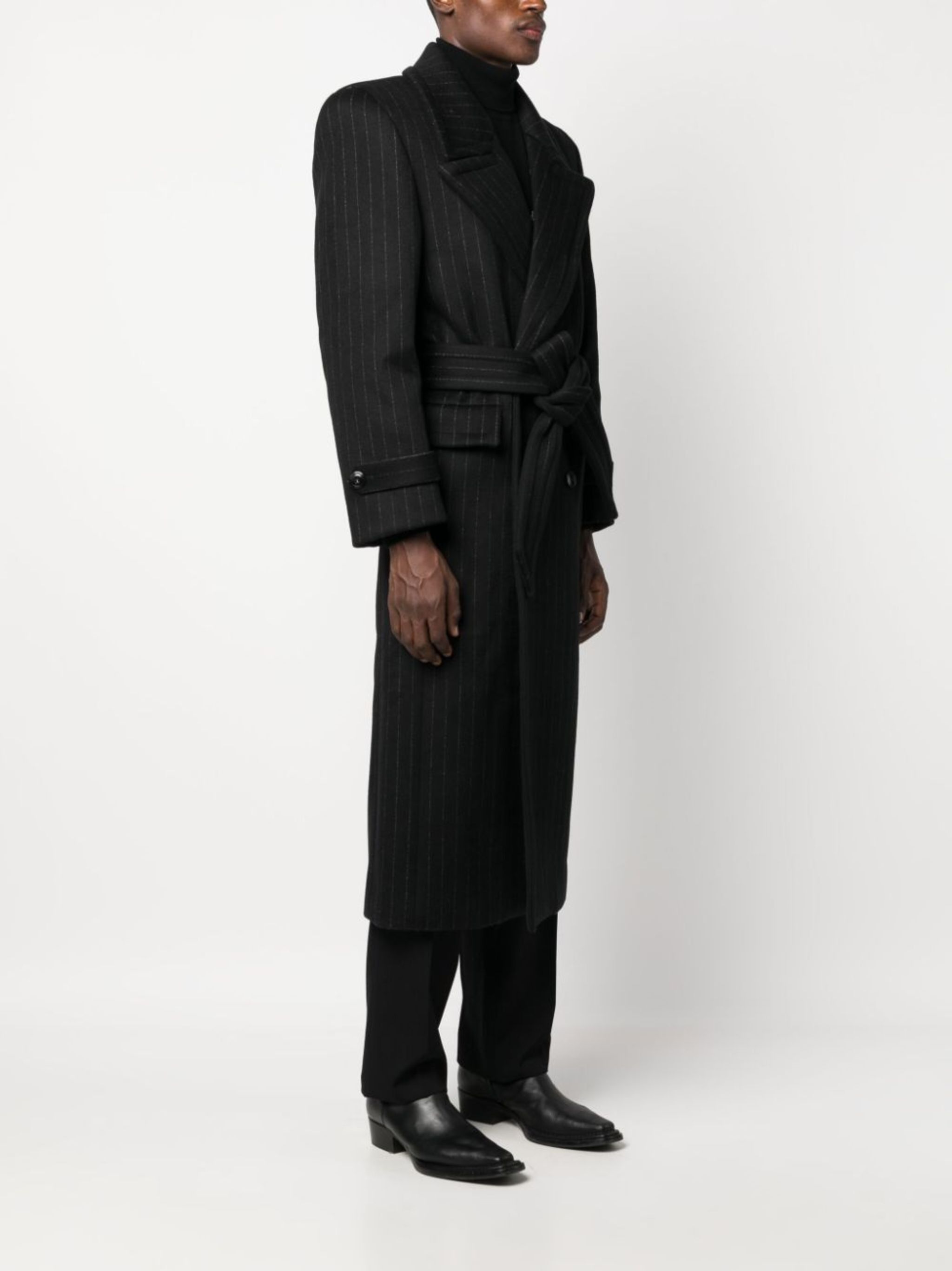 Saint Laurent Paris oversized coat in pinstriped wool Size US XL / EU 56 / 4 - 3 Thumbnail