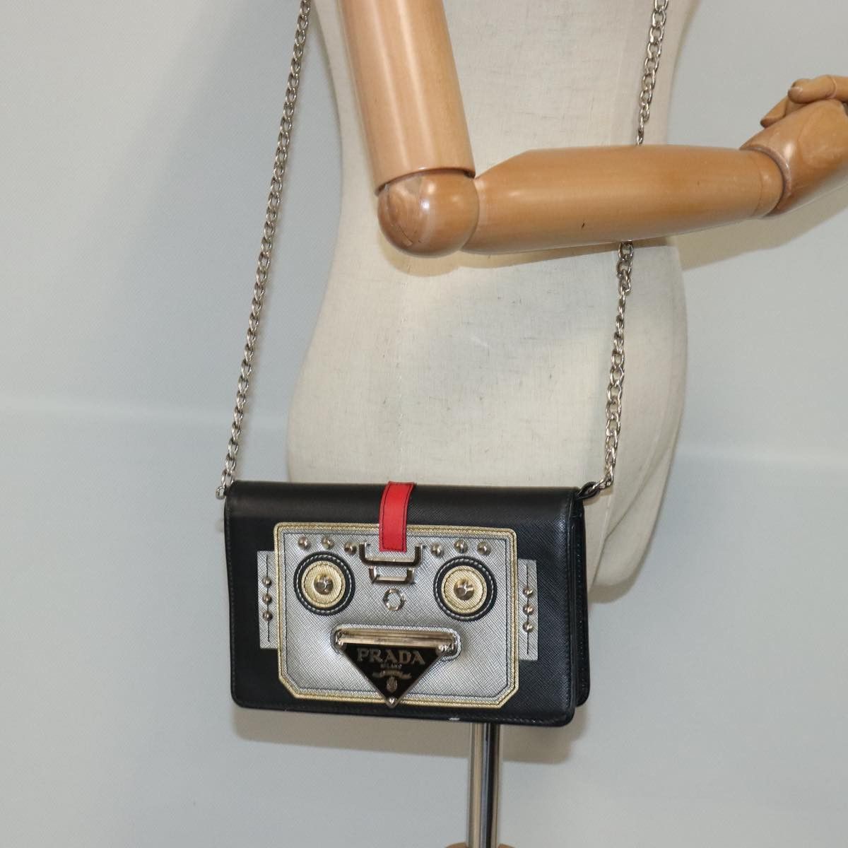 Prada Robot Black Leather Shoulder Bag (Pre-Owned) Size ONE SIZE - 16 Thumbnail