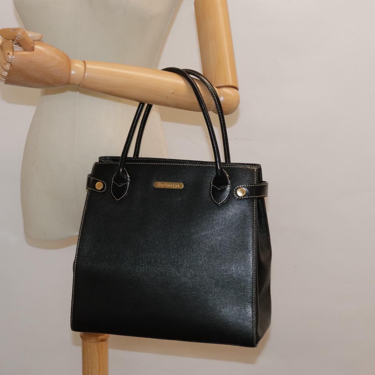 Burberry Black Leather Handbag (Pre-Owned) Size ONE SIZE - 15 Thumbnail