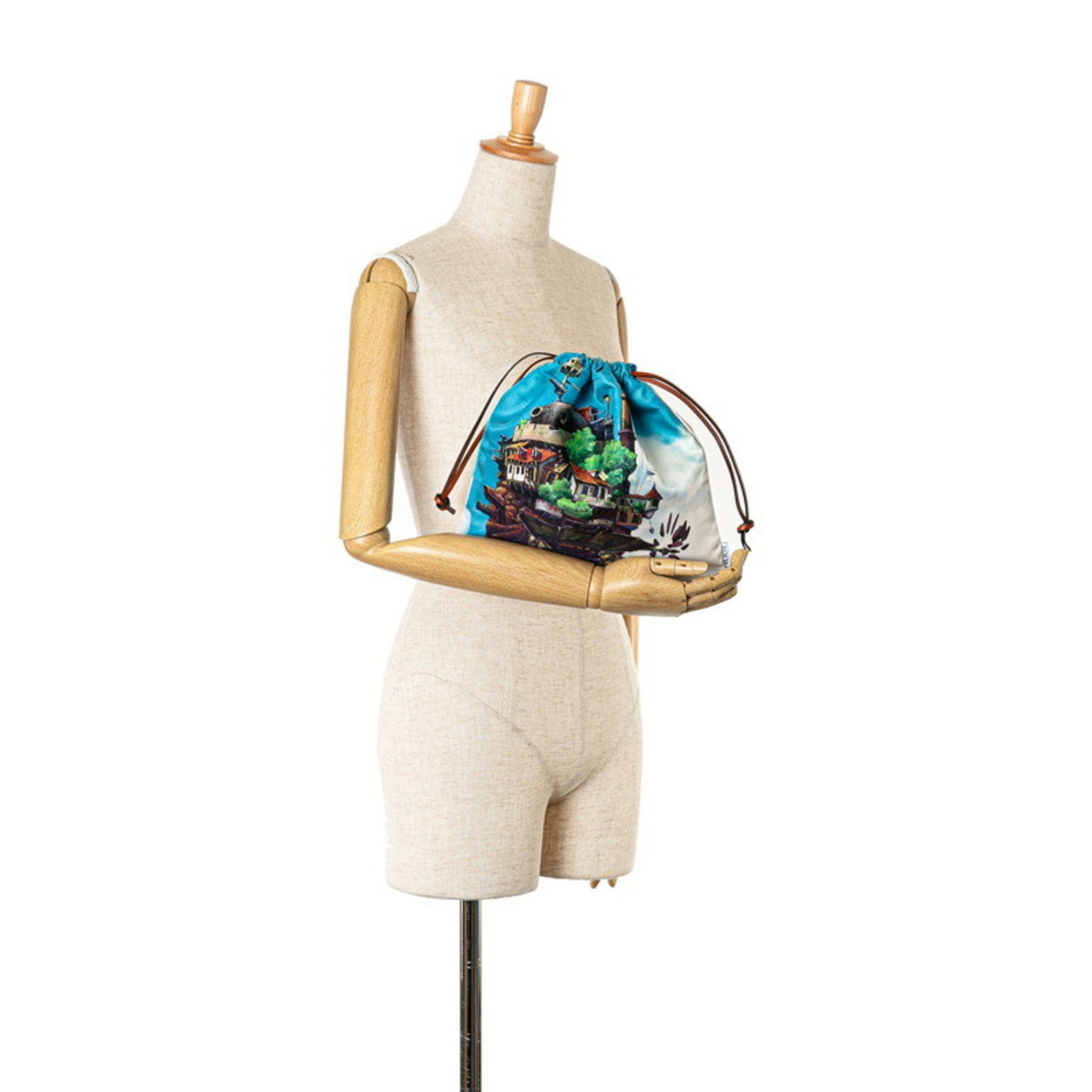 Loewe LOEWE Ghibli Collaboration Howl's Moving Castle Pouch Blue White Multicolor Canvas Leather Women's Size ONE SIZE - 8 Thumbnail