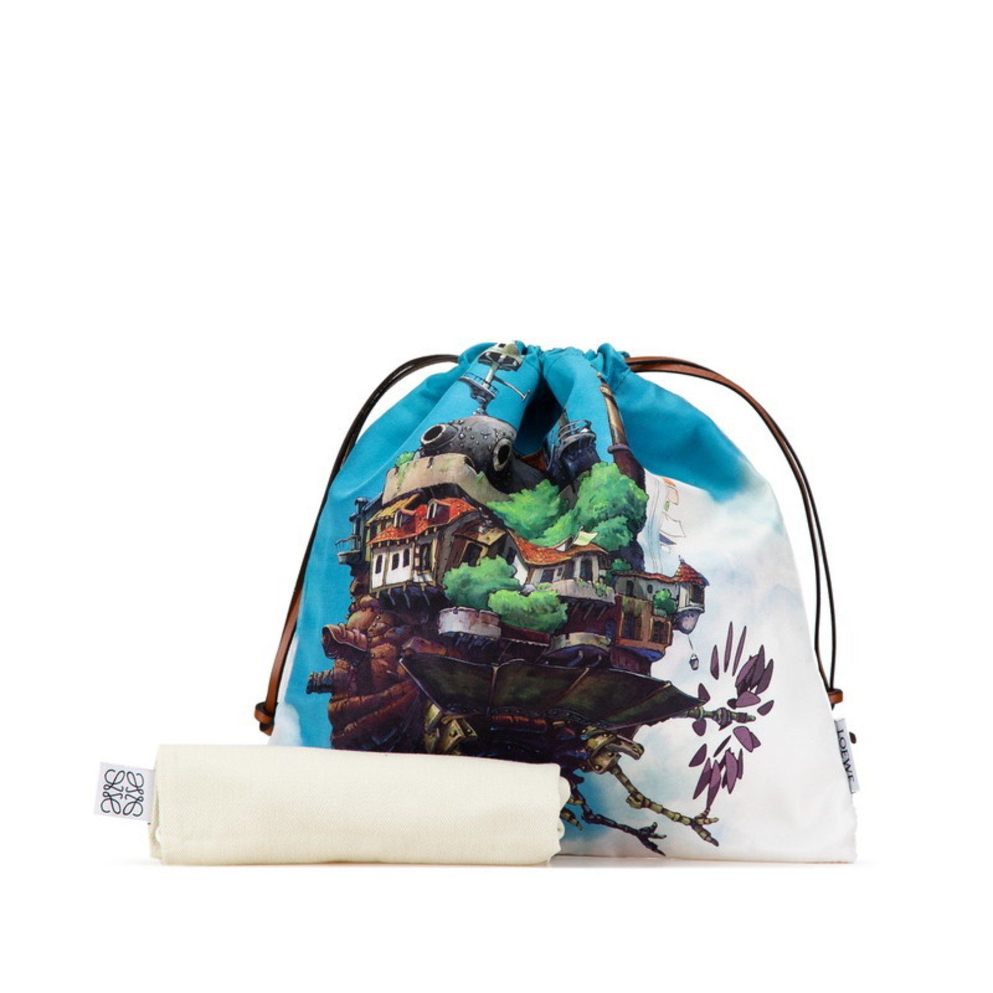 Loewe LOEWE Ghibli Collaboration Howl's Moving Castle Pouch Blue White Multicolor Canvas Leather Women's Size ONE SIZE - 7 Thumbnail