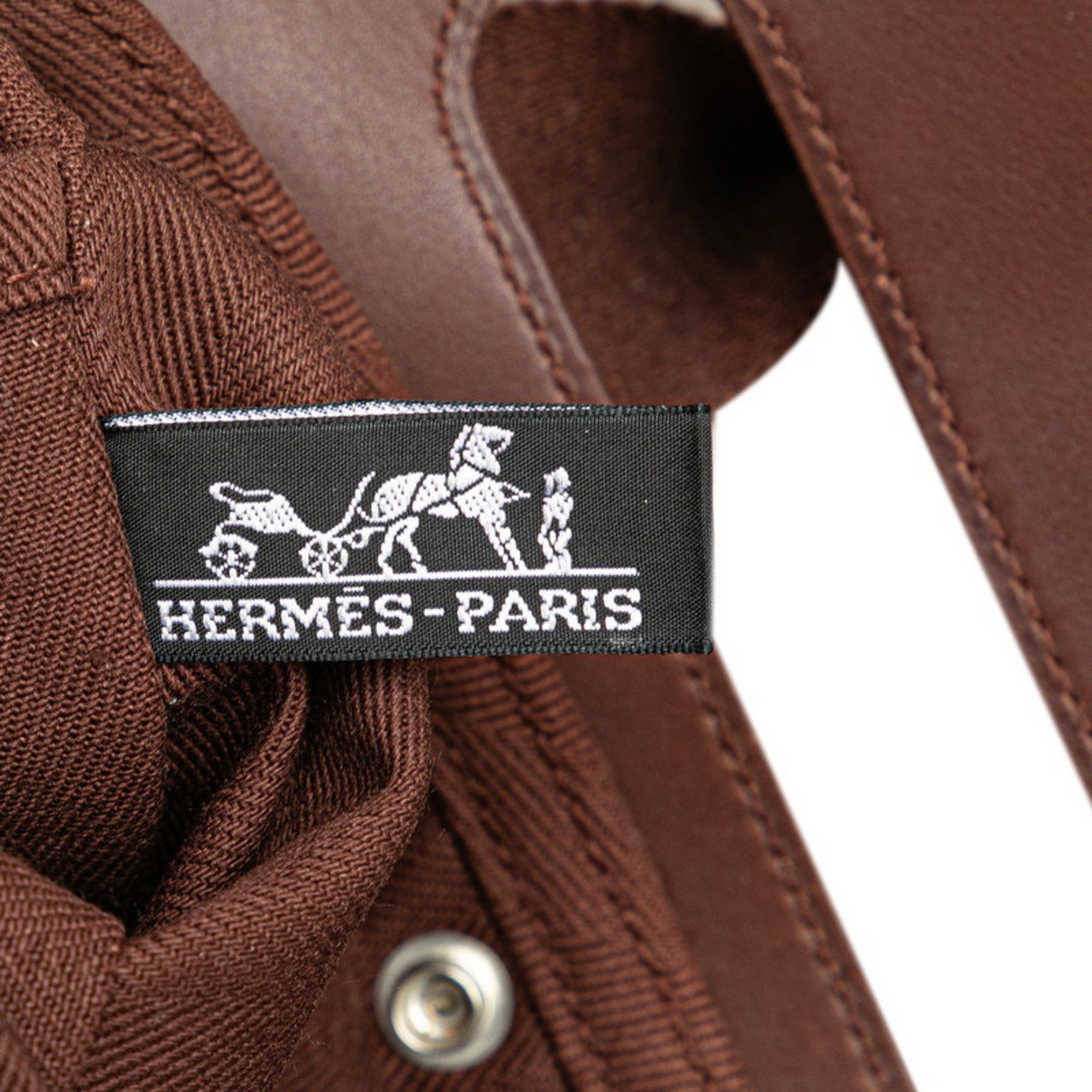 Hermes Hermes Valparaiso Long PM Handbag Brown Toile Chevron Leather Women's HERMES Size ONE SIZE - 5 Thumbnail