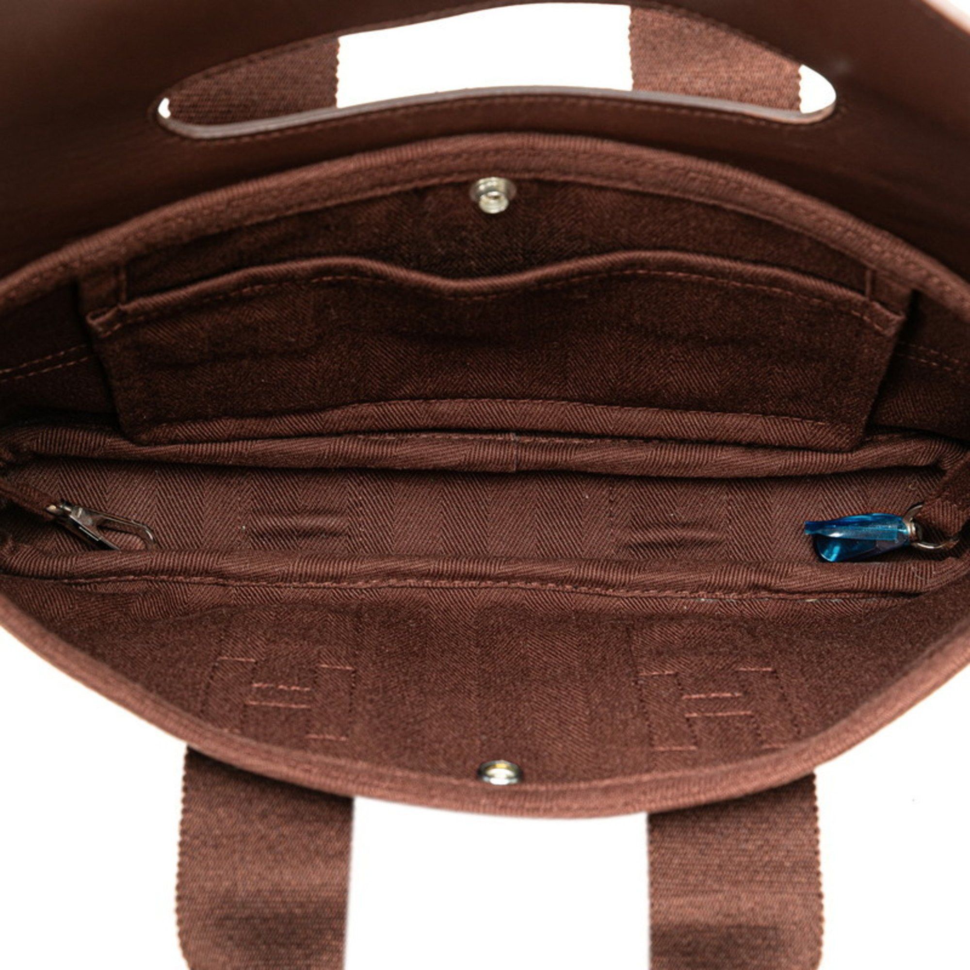Hermes Hermes Valparaiso Long PM Handbag Brown Toile Chevron Leather Women's HERMES Size ONE SIZE - 4 Thumbnail