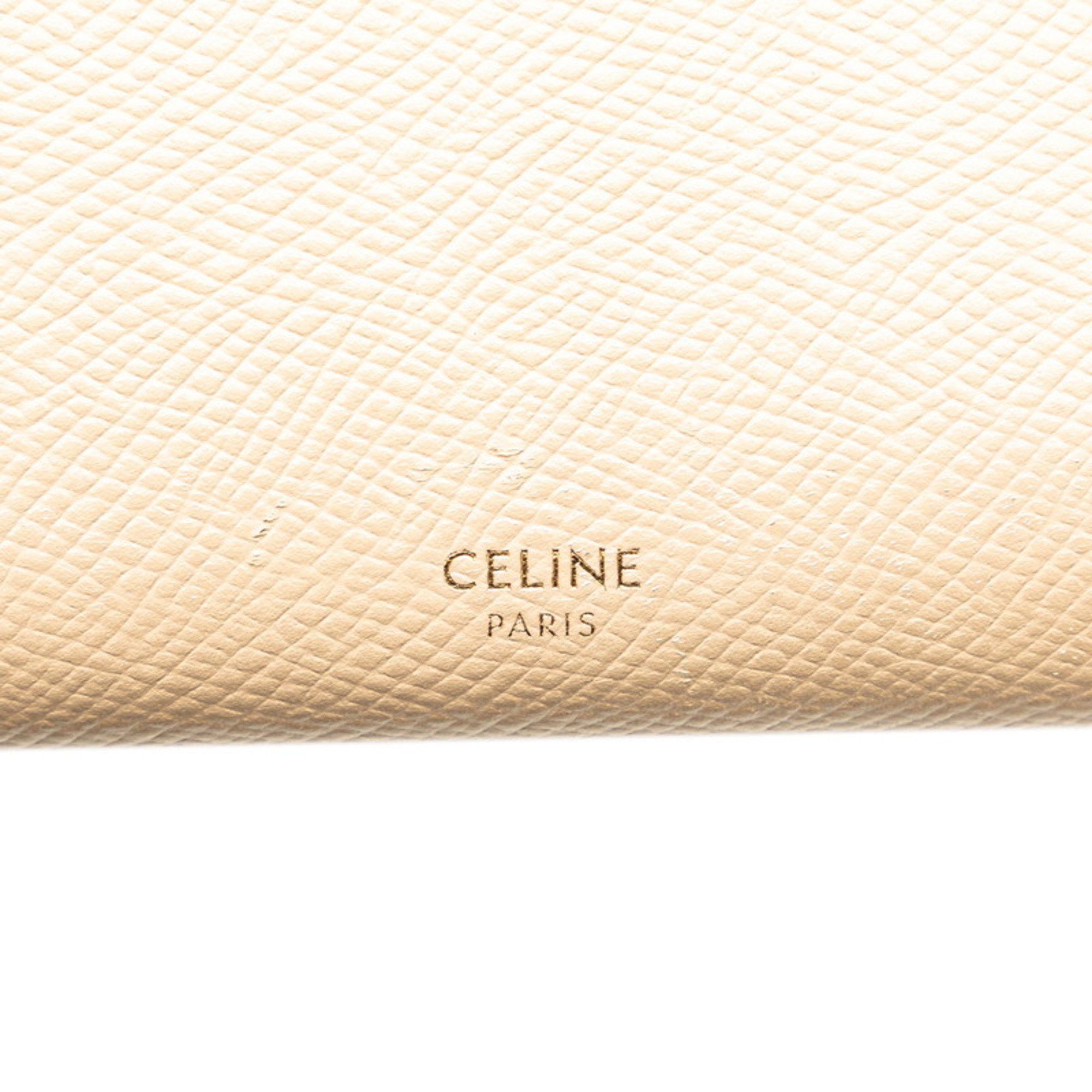 Celine Celine Large Flap Wallet Long 10B563 Beige Leather Women's CELINE Size ONE SIZE - 6 Thumbnail