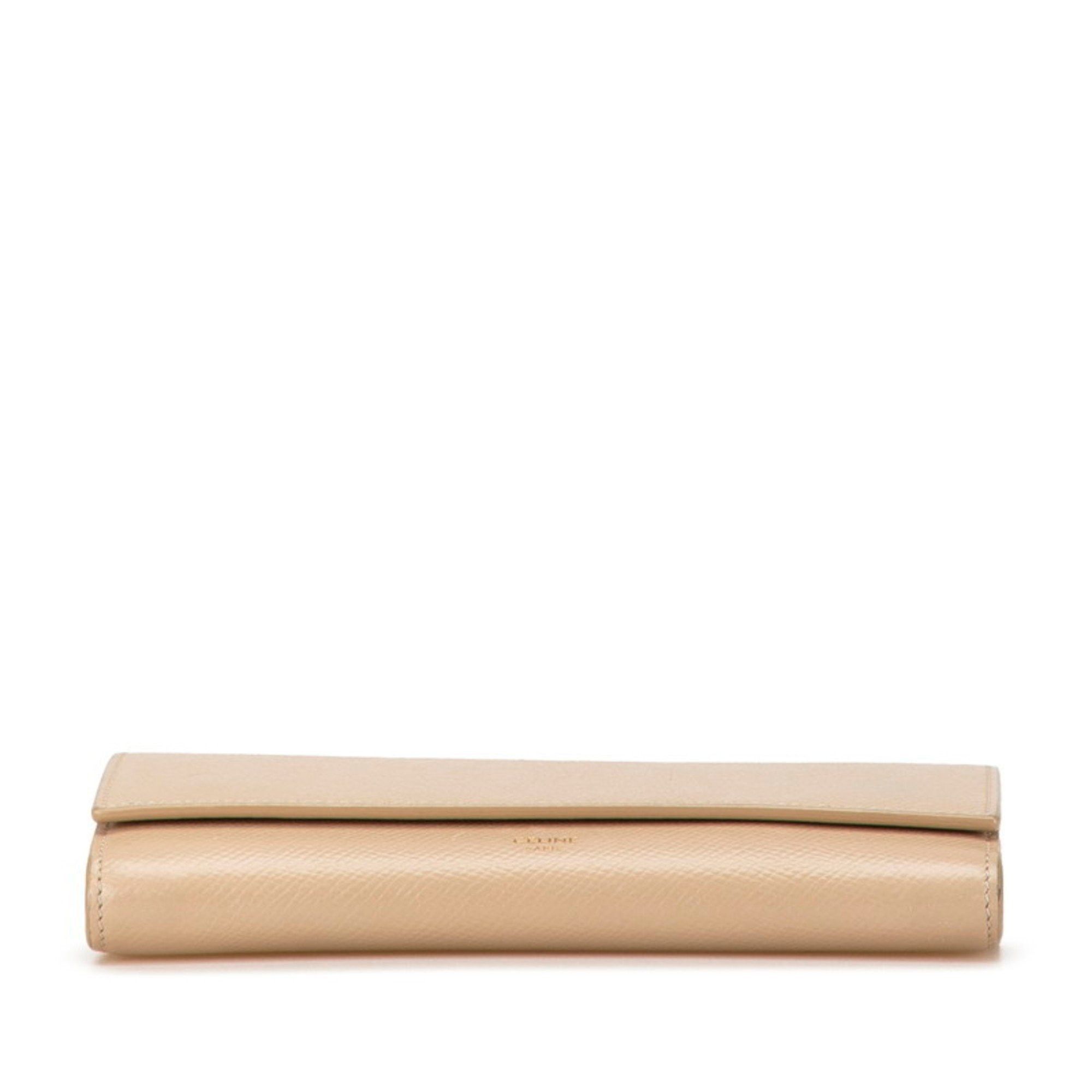 Celine Celine Large Flap Wallet Long 10B563 Beige Leather Women's CELINE Size ONE SIZE - 3 Thumbnail
