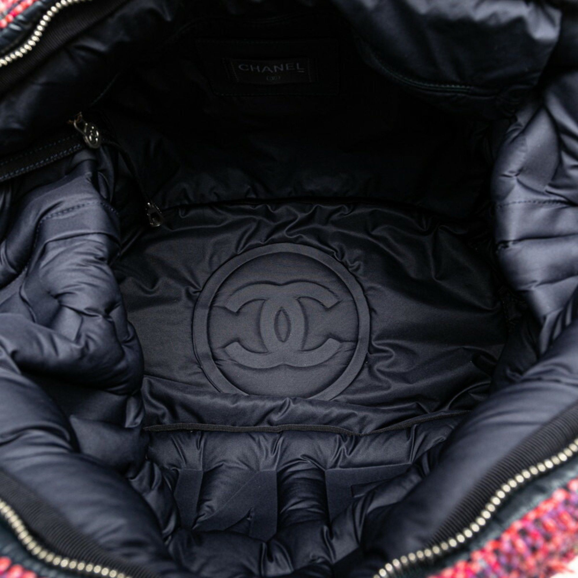 Chanel Chanel Doudone Coconneige Embossed Handbag Shoulder Bag Navy Pink Nylon Wool Women's CHANEL Size ONE SIZE - 4 Thumbnail