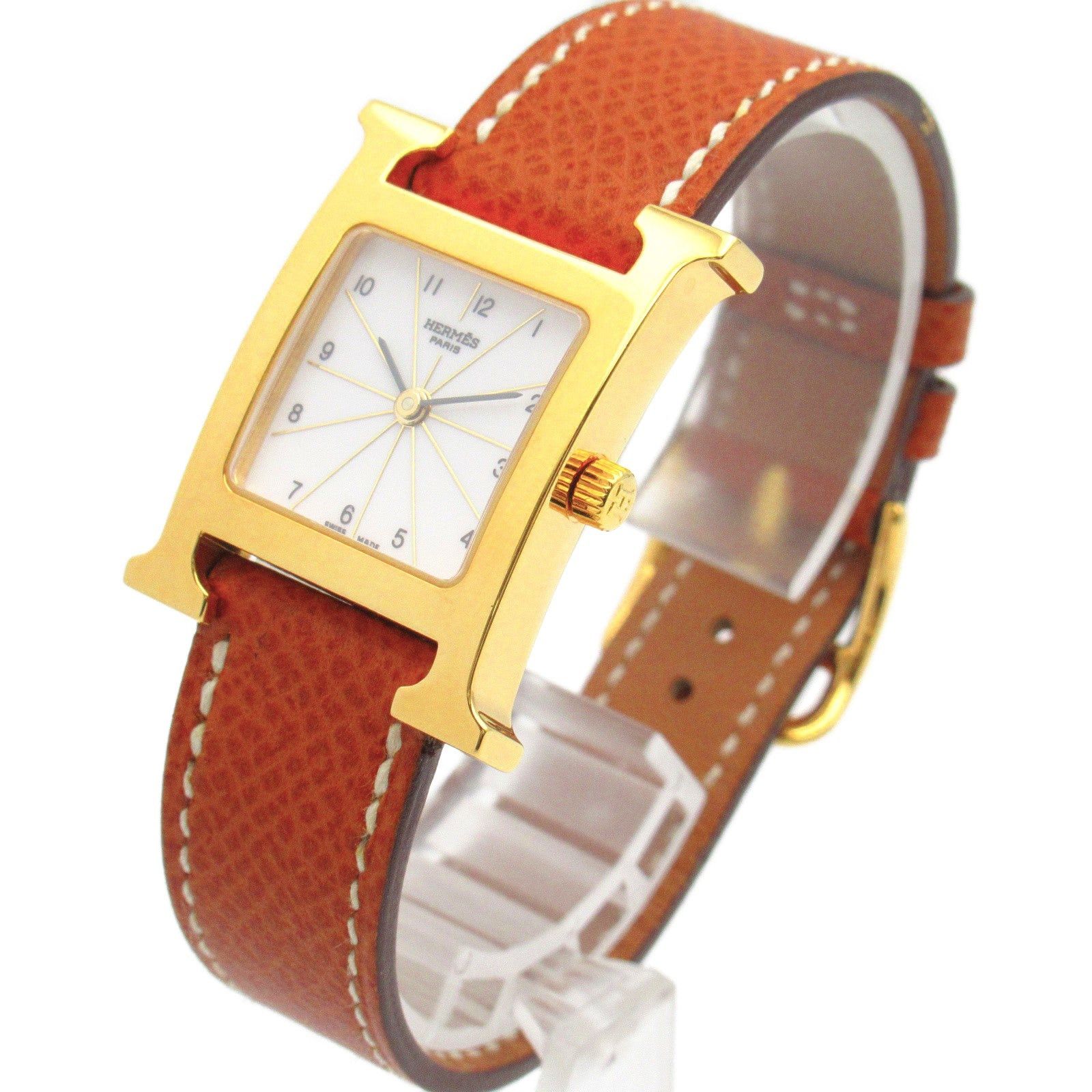 Hermes Hermes H Watch Women Quartz Gp (Gold Plated) Leather Belt White Size ONE SIZE - 2 Thumbnail