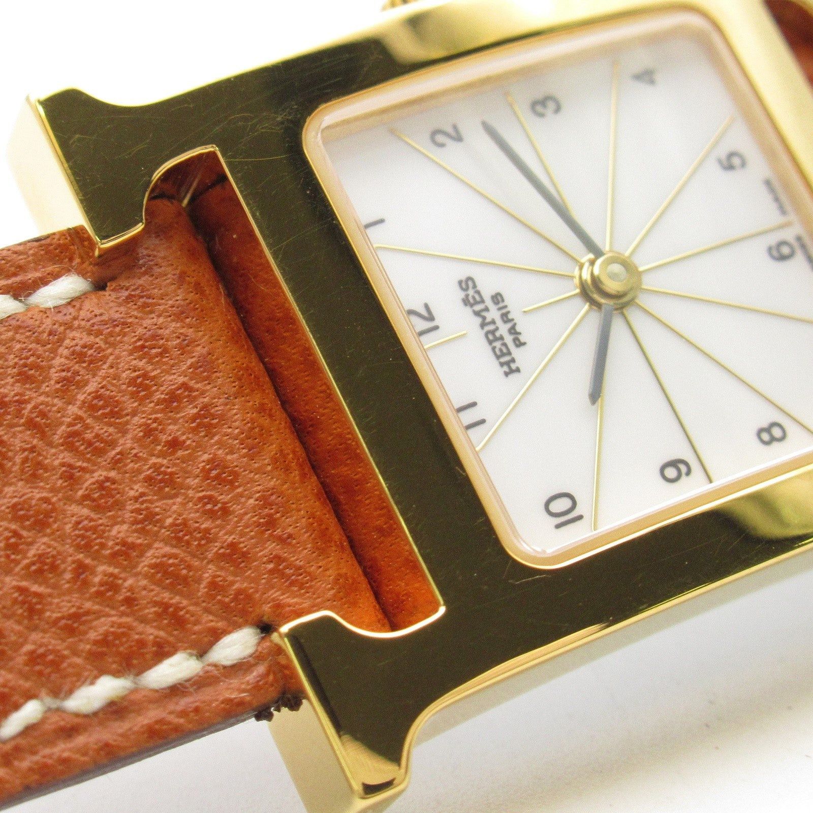 Hermes Hermes H Watch Women Quartz Gp (Gold Plated) Leather Belt White Size ONE SIZE - 8 Thumbnail