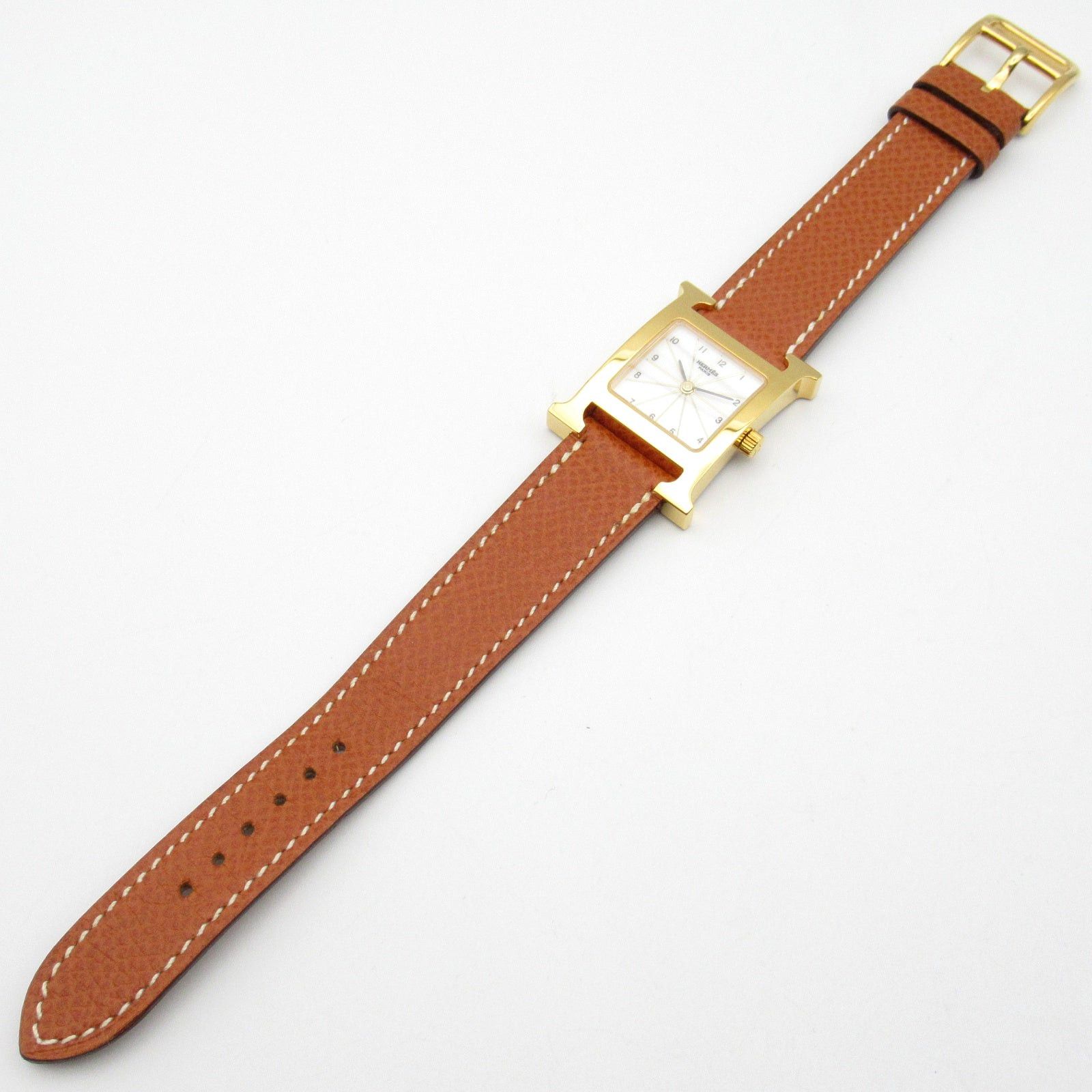 Hermes Hermes H Watch Women Quartz Gp (Gold Plated) Leather Belt White Size ONE SIZE - 4 Thumbnail