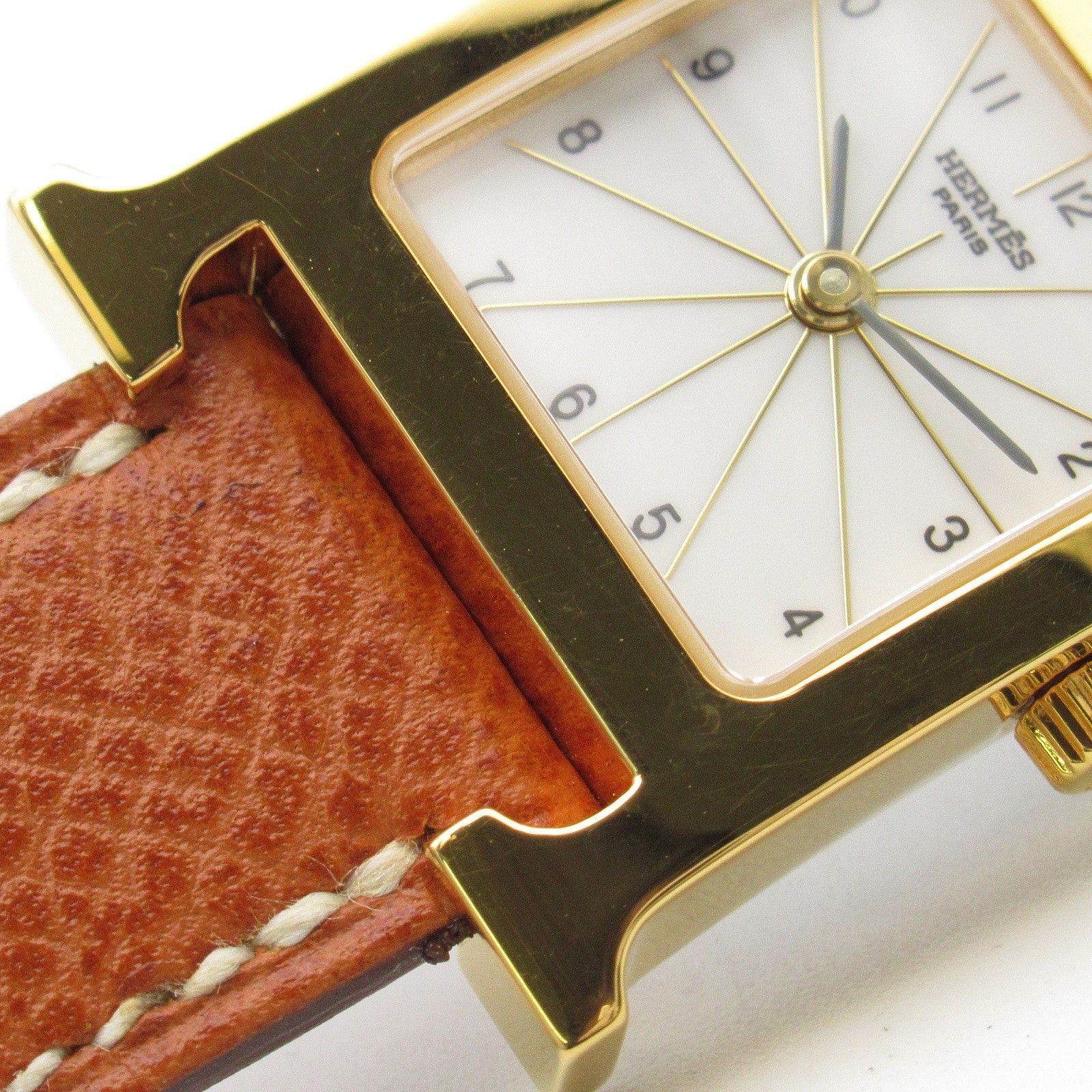 Hermes Hermes H Watch Women Quartz Gp (Gold Plated) Leather Belt White Size ONE SIZE - 9 Thumbnail