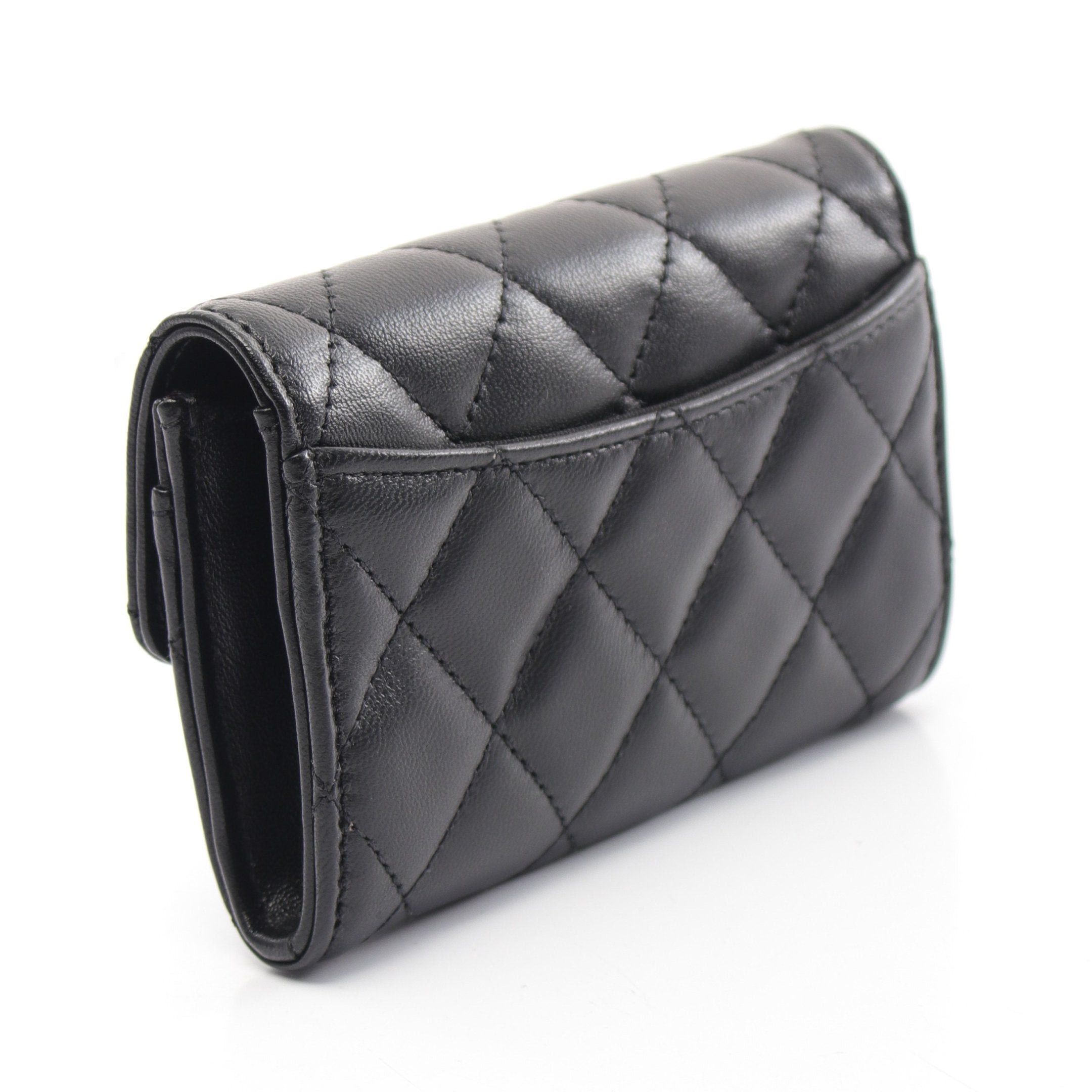 Chanel Chanel Classic Flap Card Case Matelasse Name Holder Lambskin Black Gold Hardware Size ONE SIZE - 2 Thumbnail