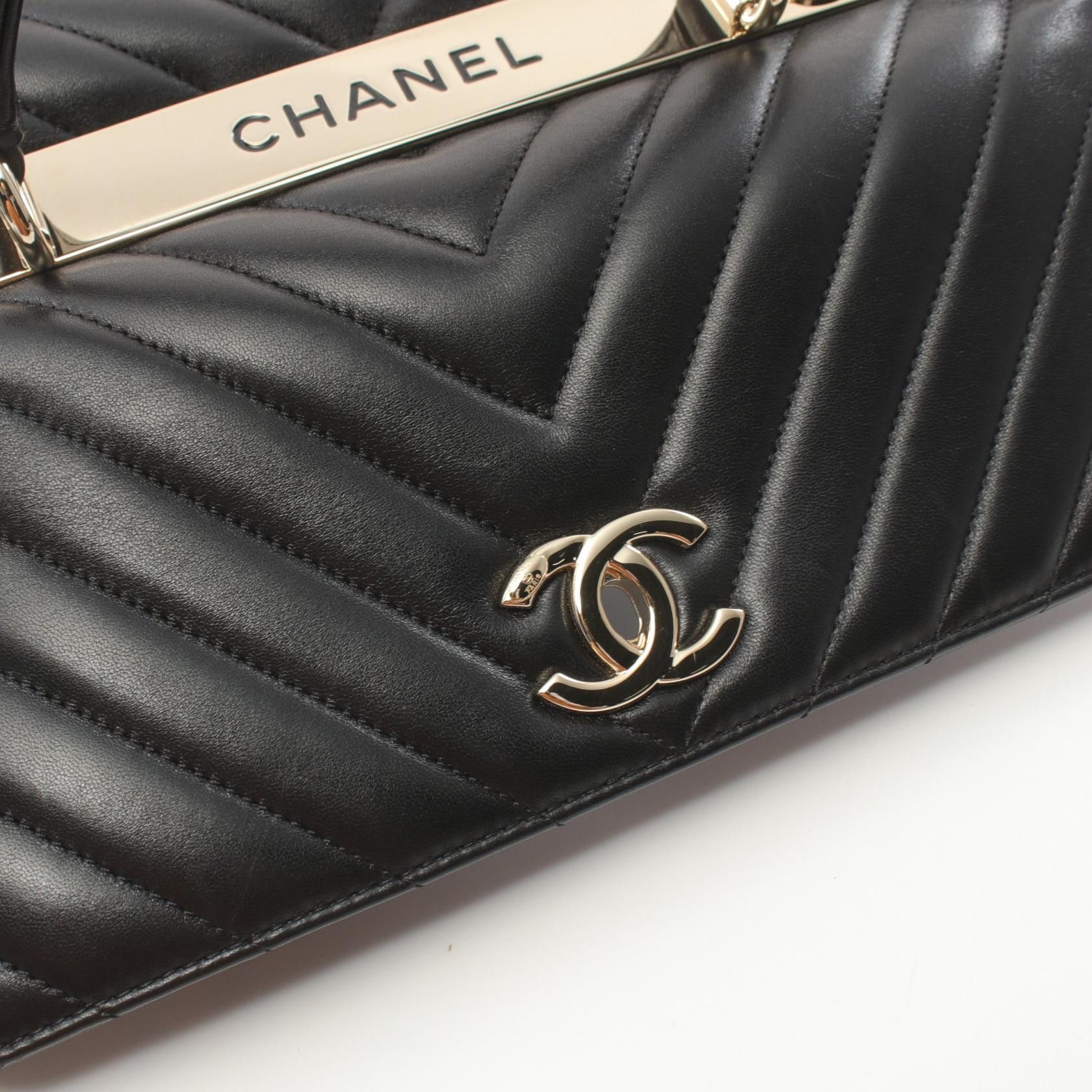 Chanel Chanel Trendy Cc Top Handle Handbag Lambskin Black Gold Hardware Size ONE SIZE - 7 Thumbnail