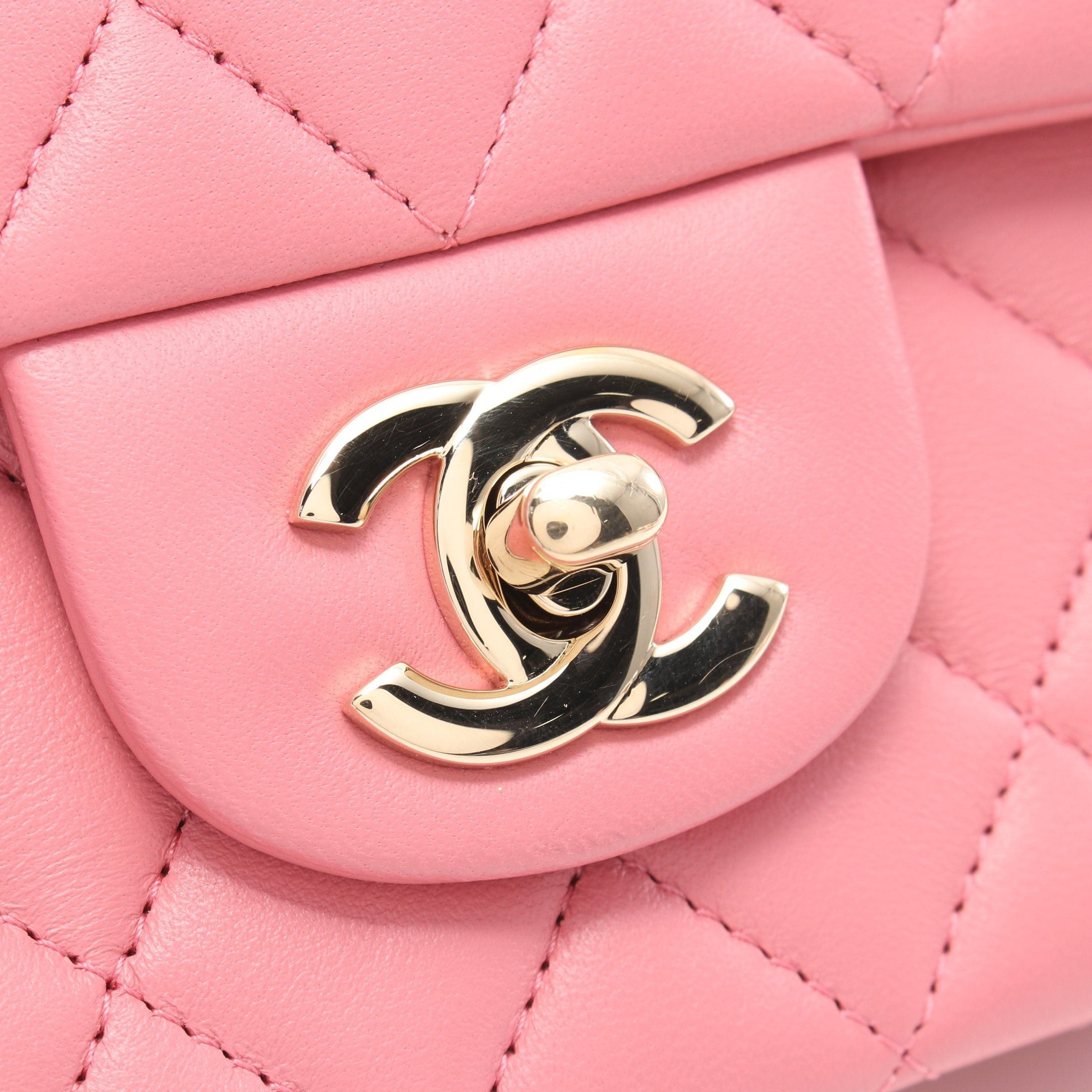Chanel Chanel Matelasse Top Handle Chain Shoulder Bag Lambskin Pink Gold Hardware Size ONE SIZE - 7 Thumbnail
