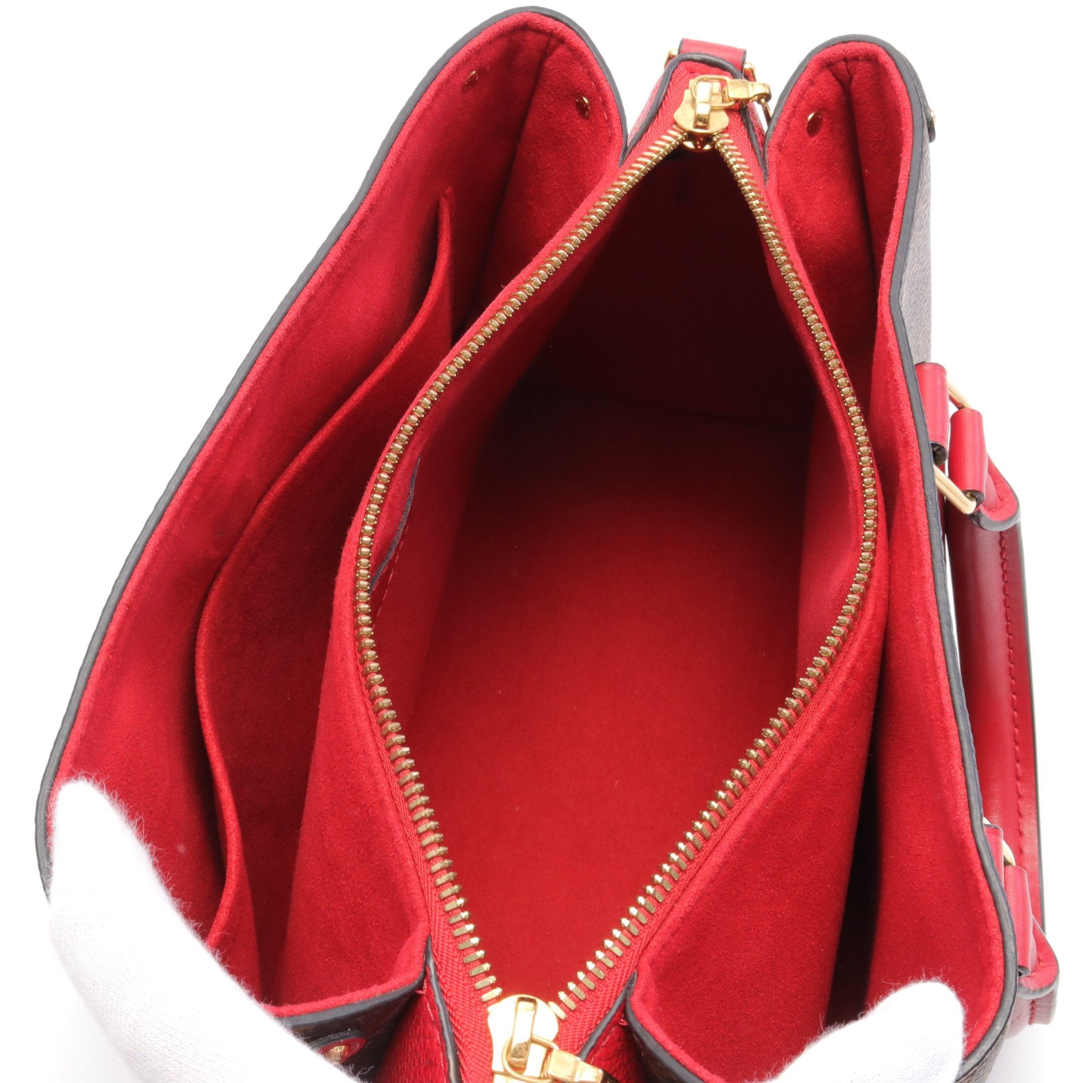 Louis Vuitton Louis Vuitton Soufflot Nv Bb Monogram Cerise Handbag Leather Brown Red Size ONE SIZE - 3 Thumbnail