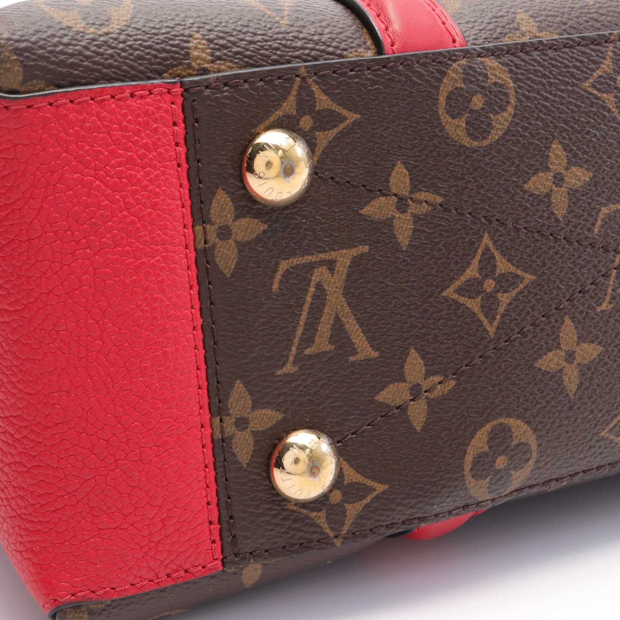 Louis Vuitton Louis Vuitton Soufflot Nv Bb Monogram Cerise Handbag Leather Brown Red Size ONE SIZE - 7 Thumbnail