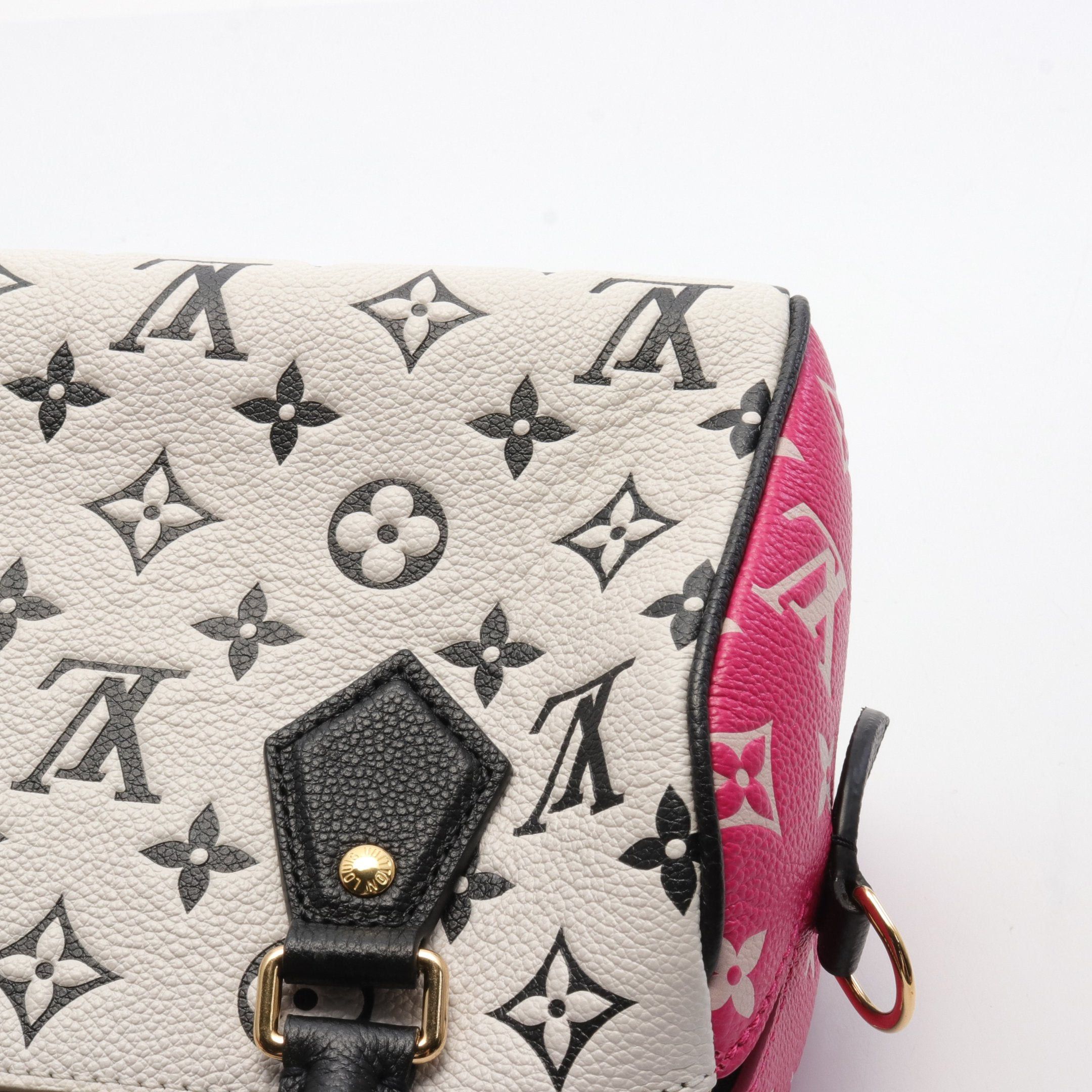 Louis Vuitton Louis Vuitton Speedy 20 Monogram Empreinte Handbag Leather Black White Pink Size ONE SIZE - 6 Thumbnail