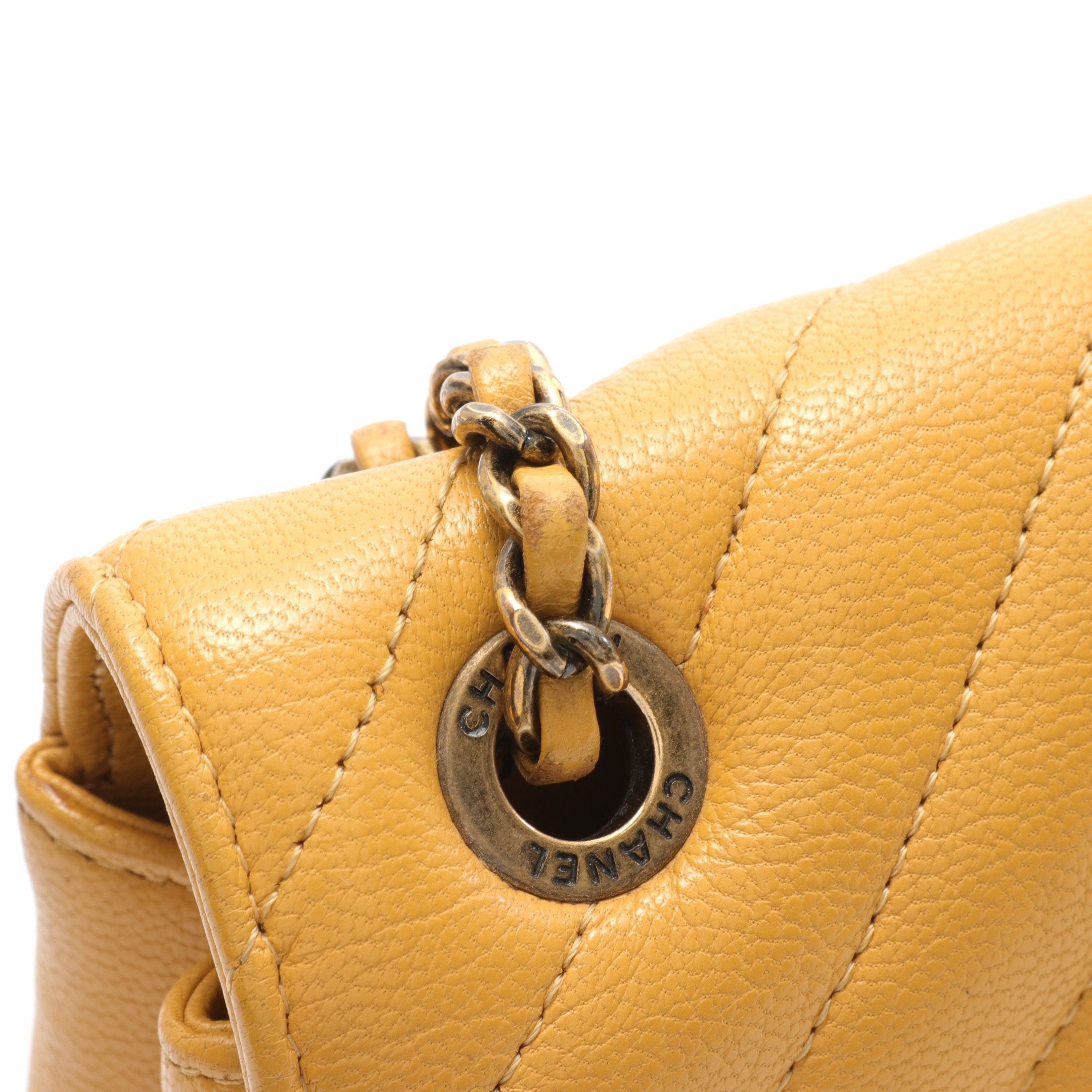 Chanel Chanel Mademoiselle Chain Shoulder Bag Caviar Skin Orange Yellow Antique Gold Hardware Size ONE SIZE - 8 Thumbnail