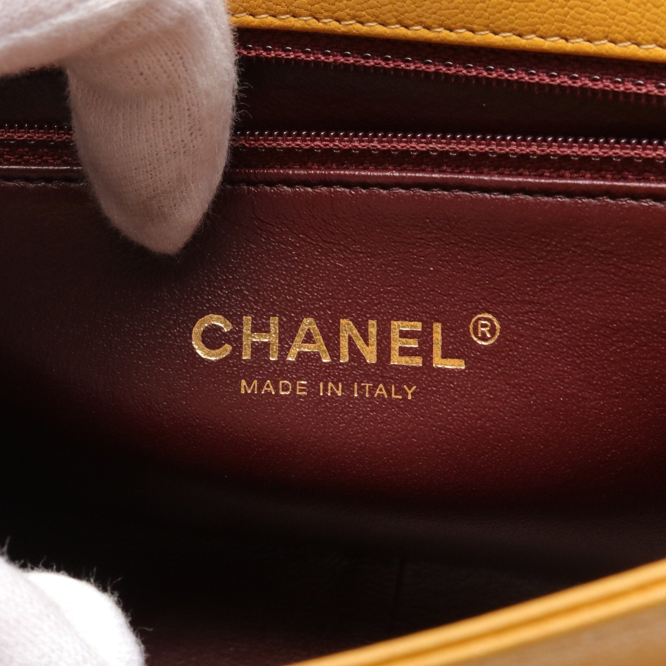 Chanel Chanel Mademoiselle Chain Shoulder Bag Caviar Skin Orange Yellow Antique Gold Hardware Size ONE SIZE - 4 Thumbnail