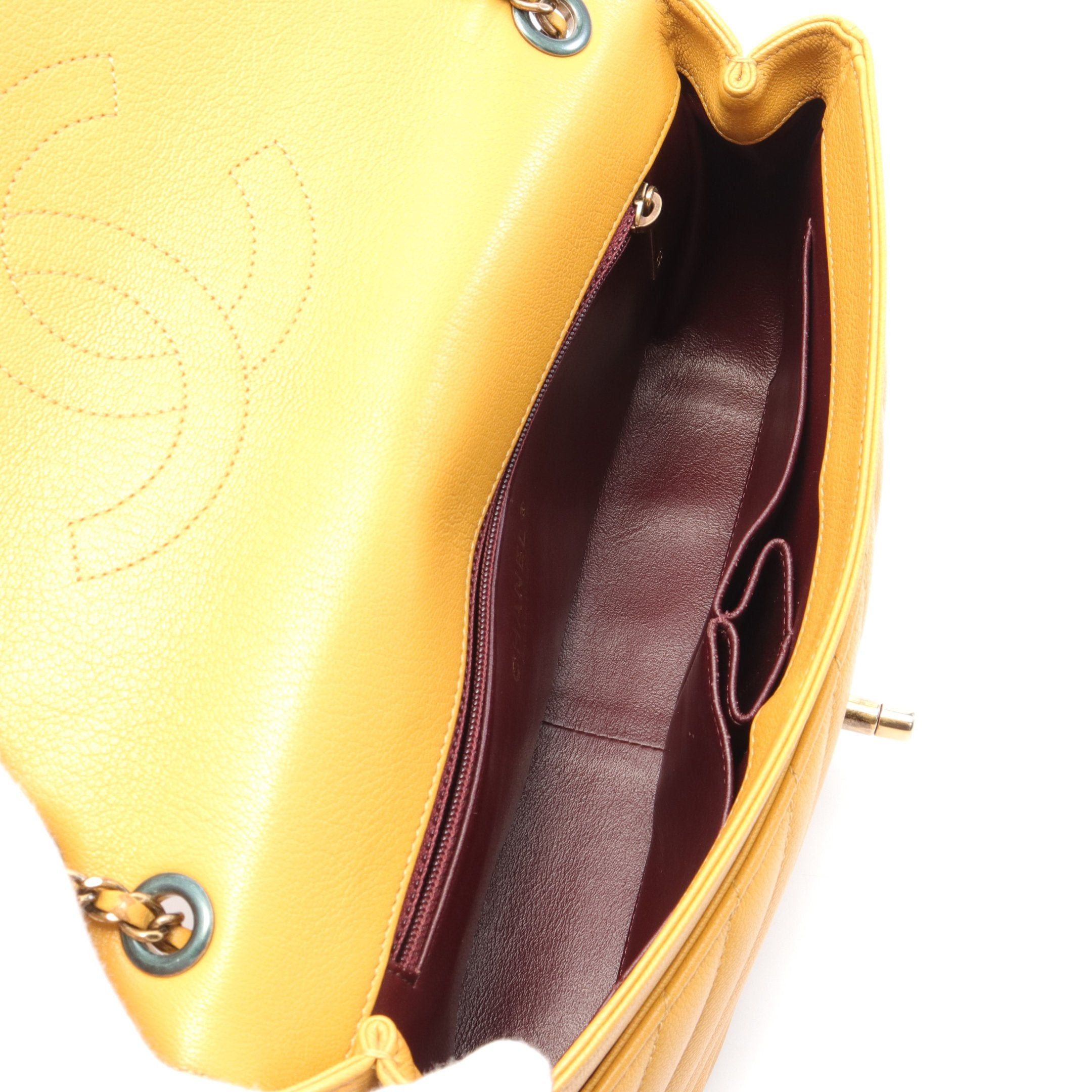 Chanel Chanel Mademoiselle Chain Shoulder Bag Caviar Skin Orange Yellow Antique Gold Hardware Size ONE SIZE - 3 Thumbnail