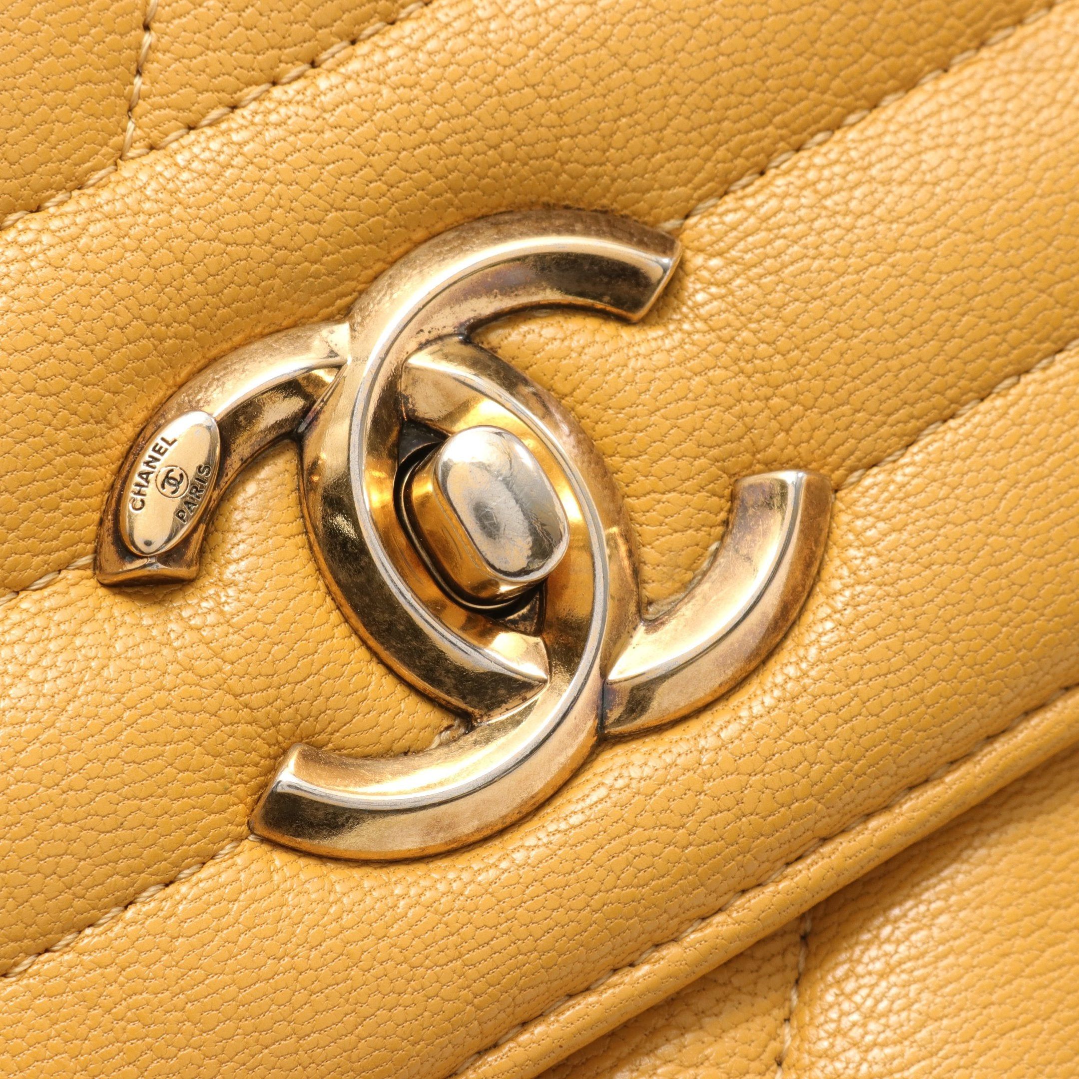Chanel Chanel Mademoiselle Chain Shoulder Bag Caviar Skin Orange Yellow Antique Gold Hardware Size ONE SIZE - 7 Thumbnail
