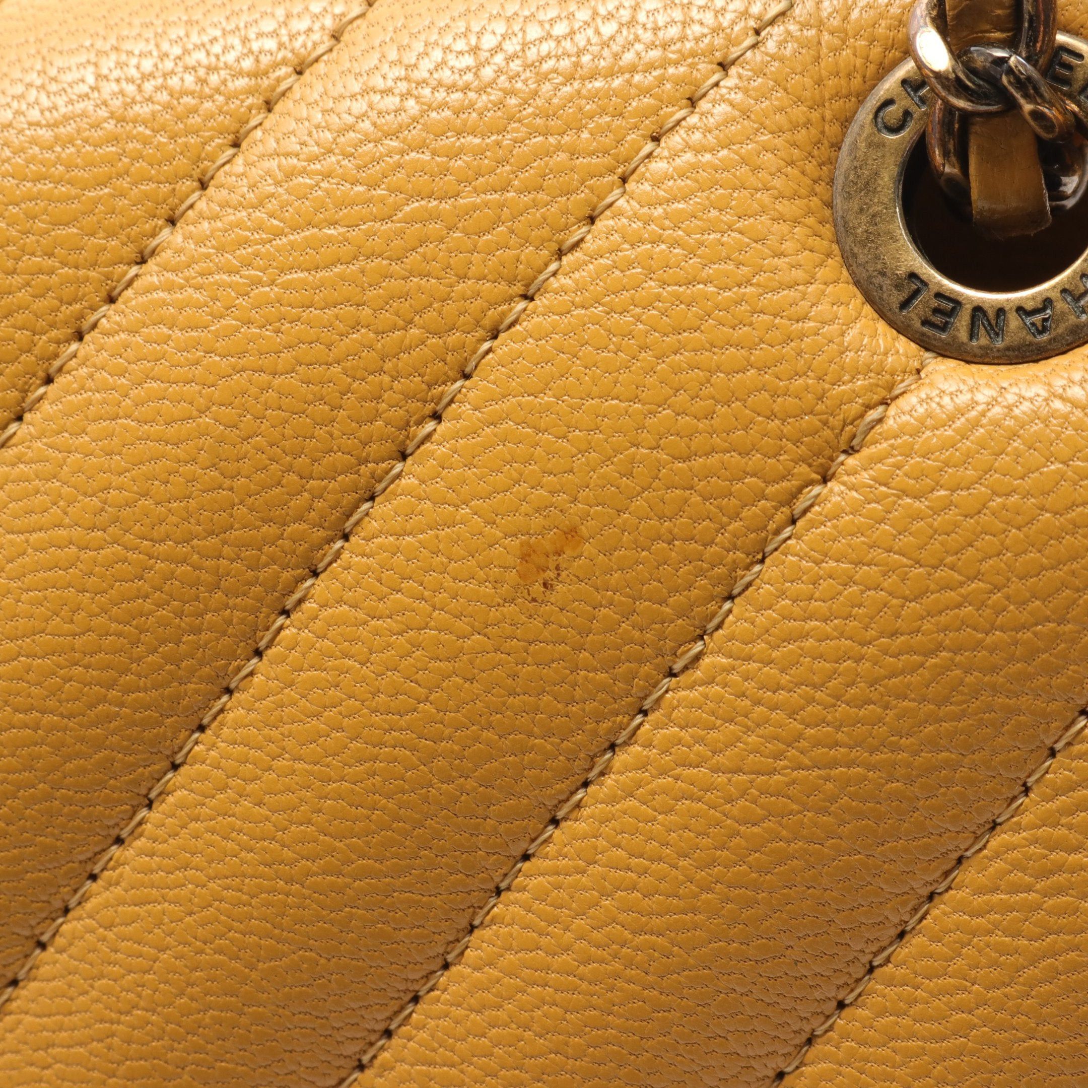 Chanel Chanel Mademoiselle Chain Shoulder Bag Caviar Skin Orange Yellow Antique Gold Hardware Size ONE SIZE - 6 Thumbnail