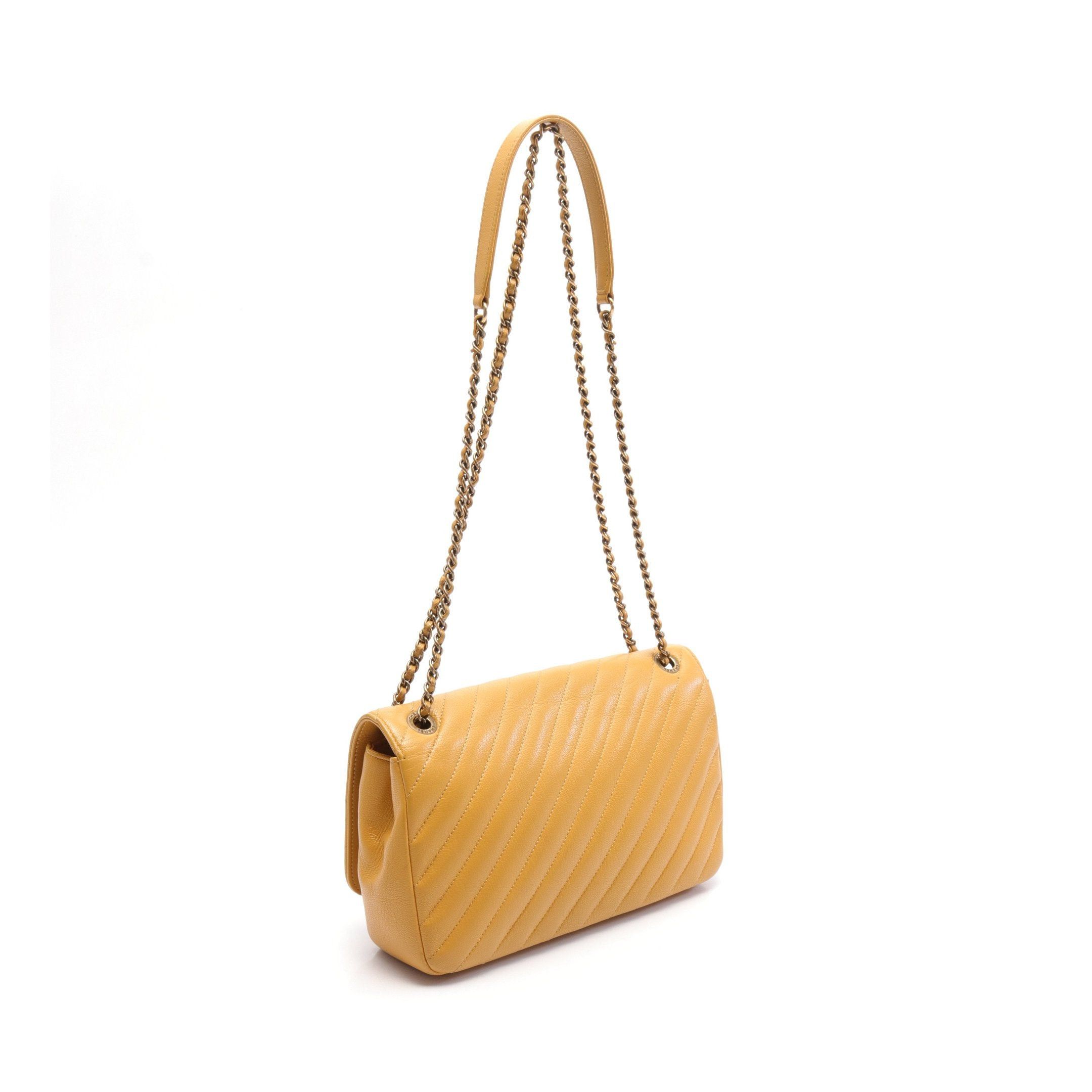 Chanel Chanel Mademoiselle Chain Shoulder Bag Caviar Skin Orange Yellow Antique Gold Hardware Size ONE SIZE - 2 Thumbnail
