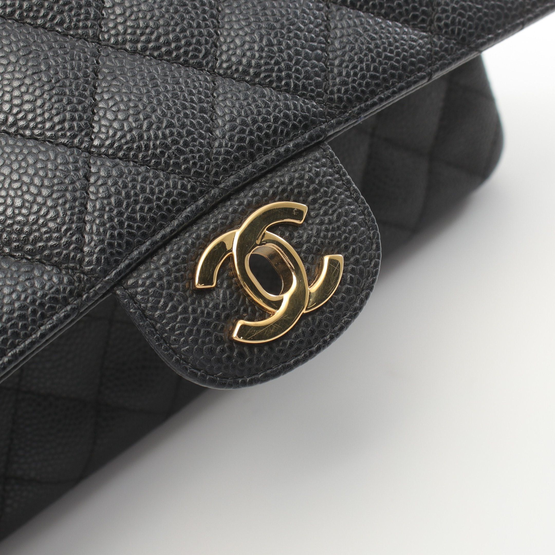 Chanel Chanel Matelasse Double Flap Chain Shoulder Bag Caviar Skin Black Gold Hardware Size ONE SIZE - 7 Thumbnail