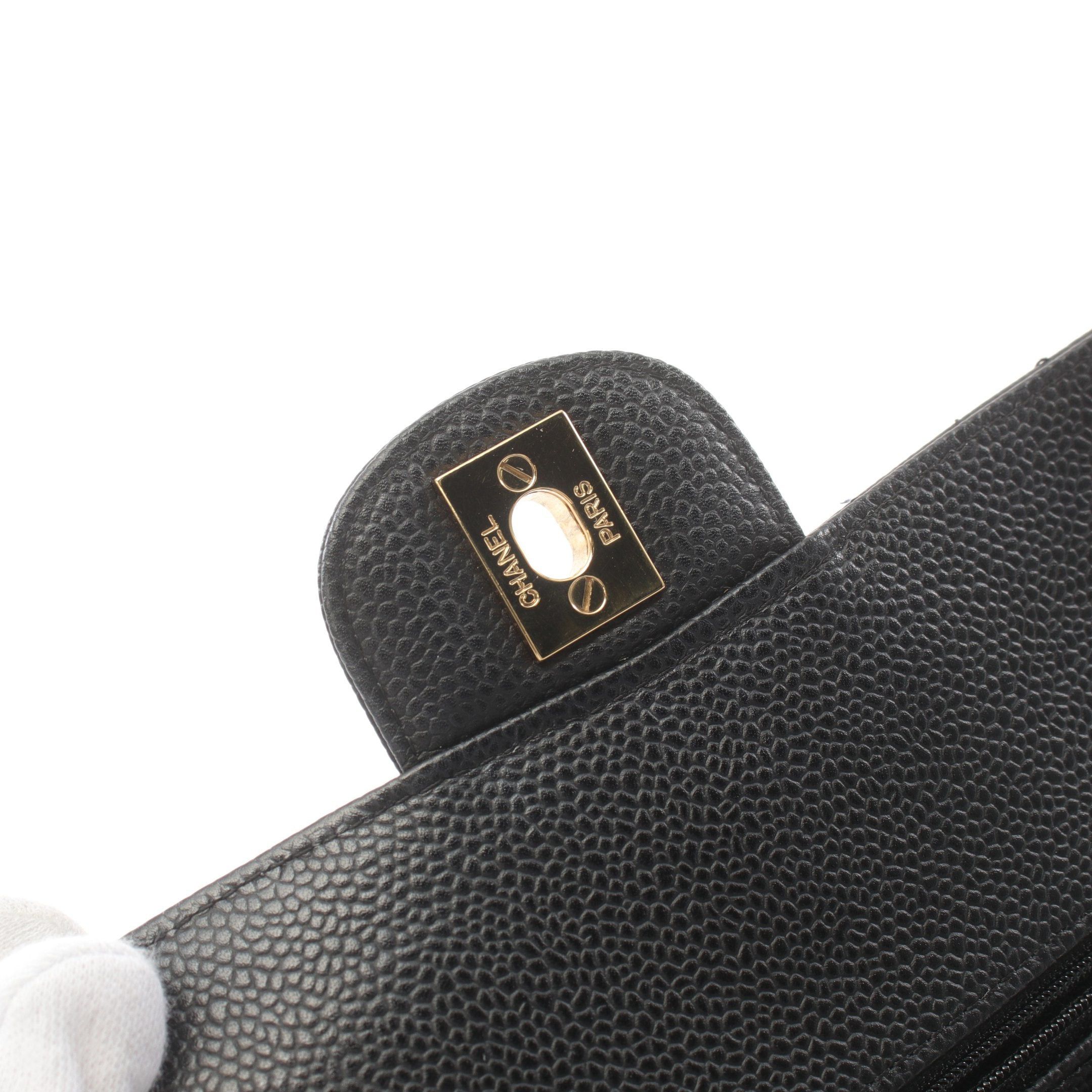 Chanel Chanel Matelasse Double Flap Chain Shoulder Bag Caviar Skin Black Gold Hardware Size ONE SIZE - 8 Thumbnail