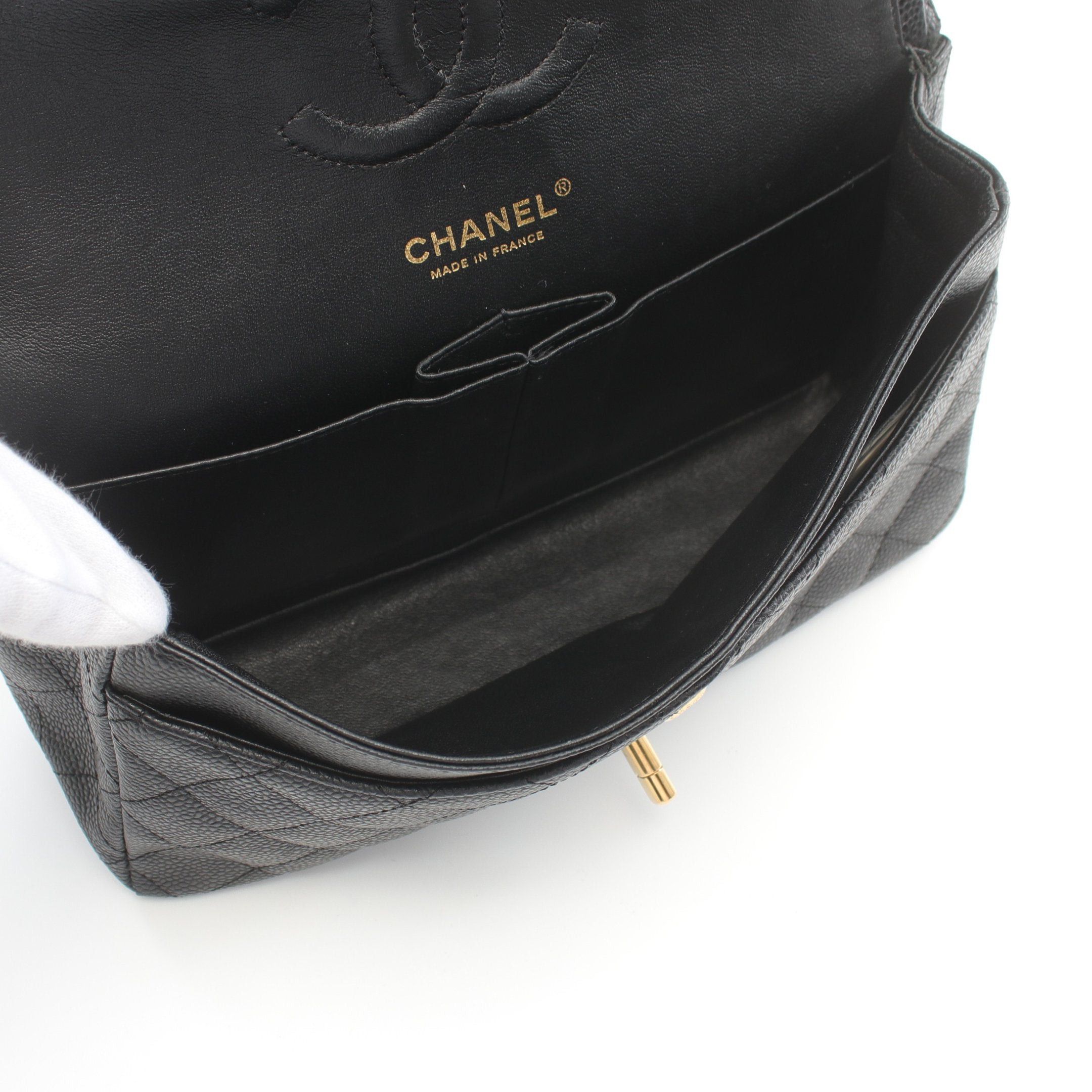 Chanel Chanel Matelasse Double Flap Chain Shoulder Bag Caviar Skin Black Gold Hardware Size ONE SIZE - 3 Thumbnail
