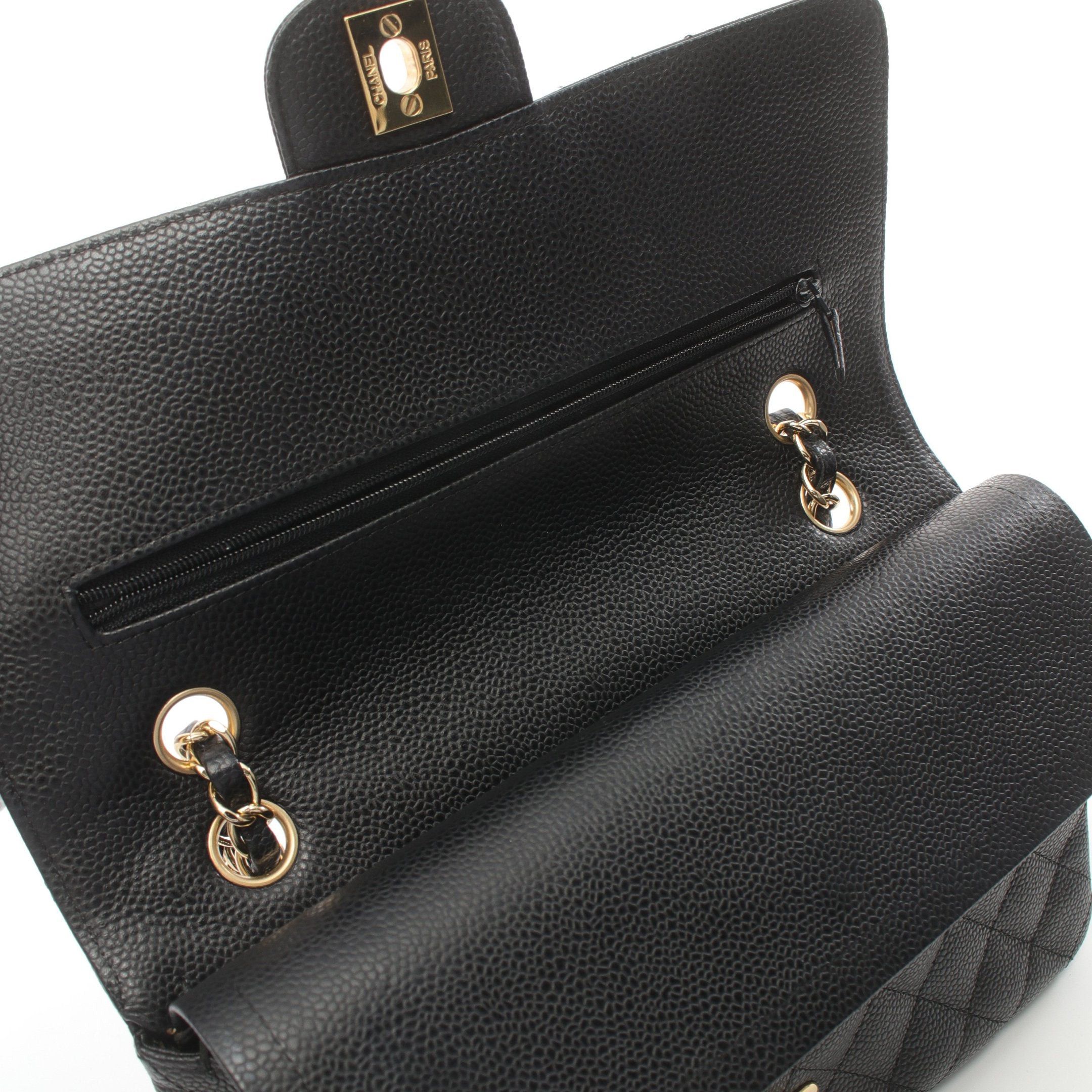 Chanel Chanel Matelasse Double Flap Chain Shoulder Bag Caviar Skin Black Gold Hardware Size ONE SIZE - 6 Thumbnail