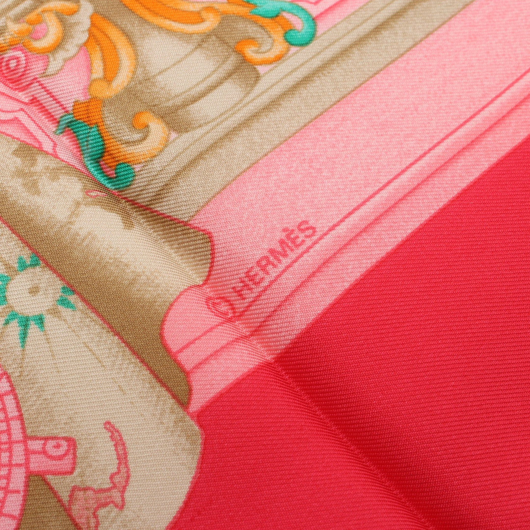 Hermes Hermes Carres 90 Azvlejos Scarf Silk Pink Red Multicolor Size ONE SIZE - 2 Thumbnail