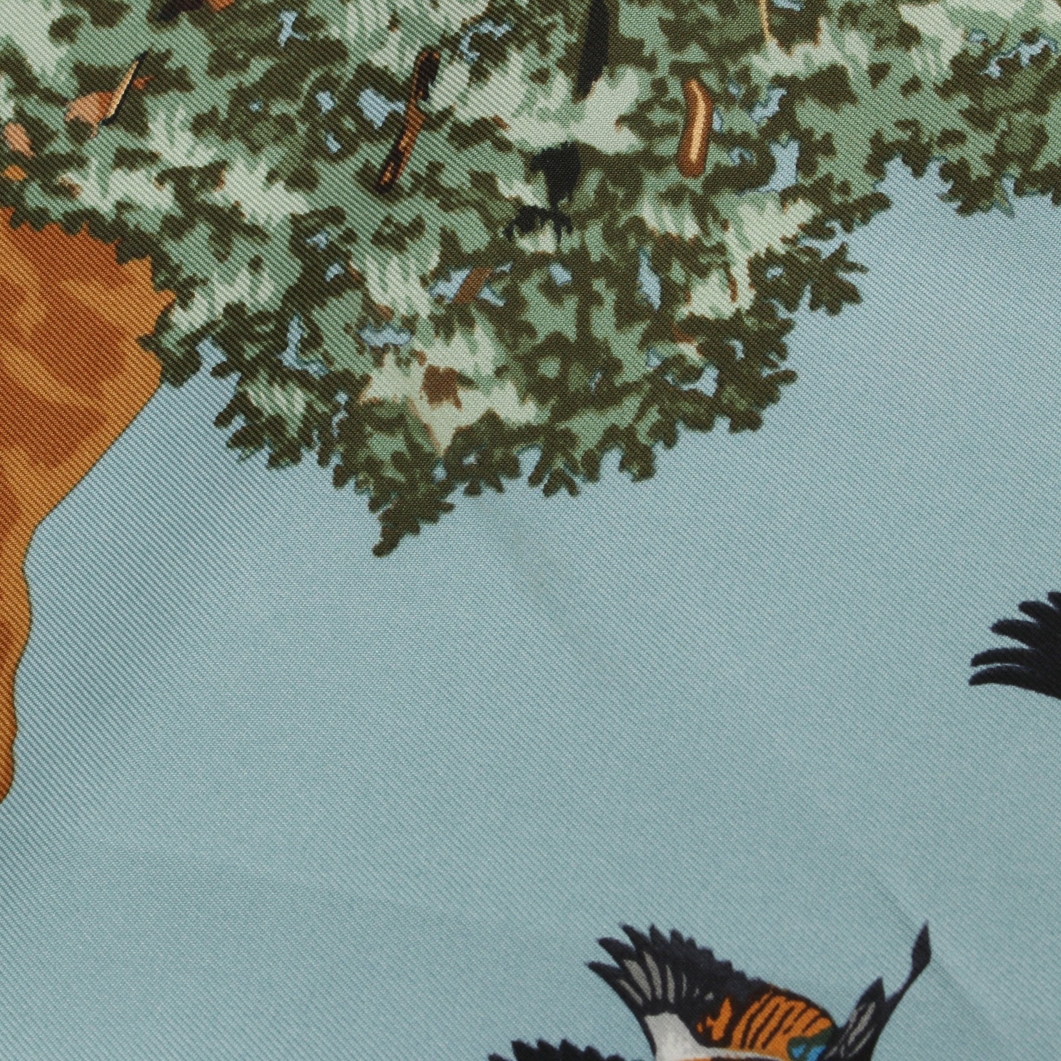 Hermes Hermes Carres 90 Africa Scarf Silk Blue Multicolor Size ONE SIZE - 6 Thumbnail