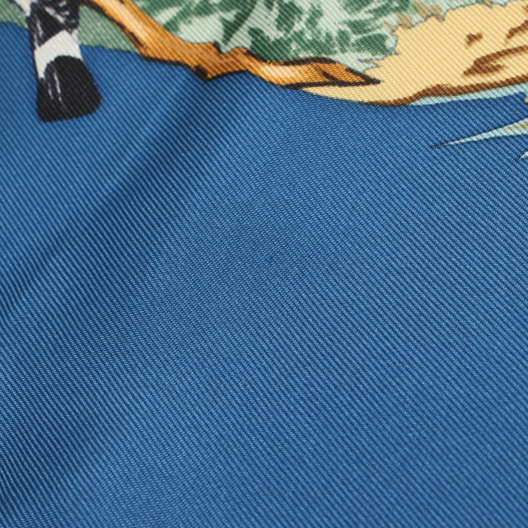 Hermes Hermes Carres 90 Africa Scarf Silk Blue Multicolor Size ONE SIZE - 4 Thumbnail