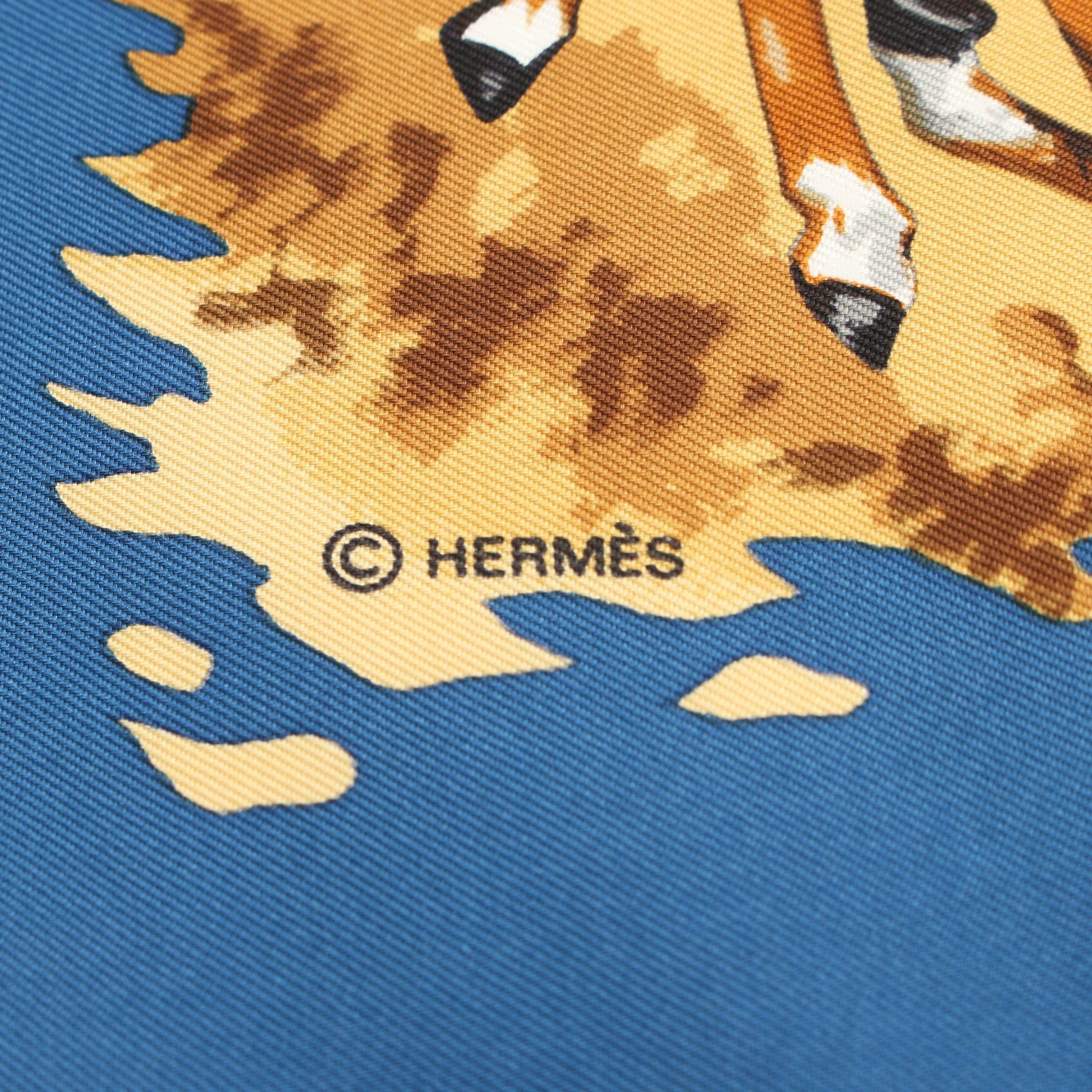 Hermes Hermes Carres 90 Africa Scarf Silk Blue Multicolor Size ONE SIZE - 2 Thumbnail