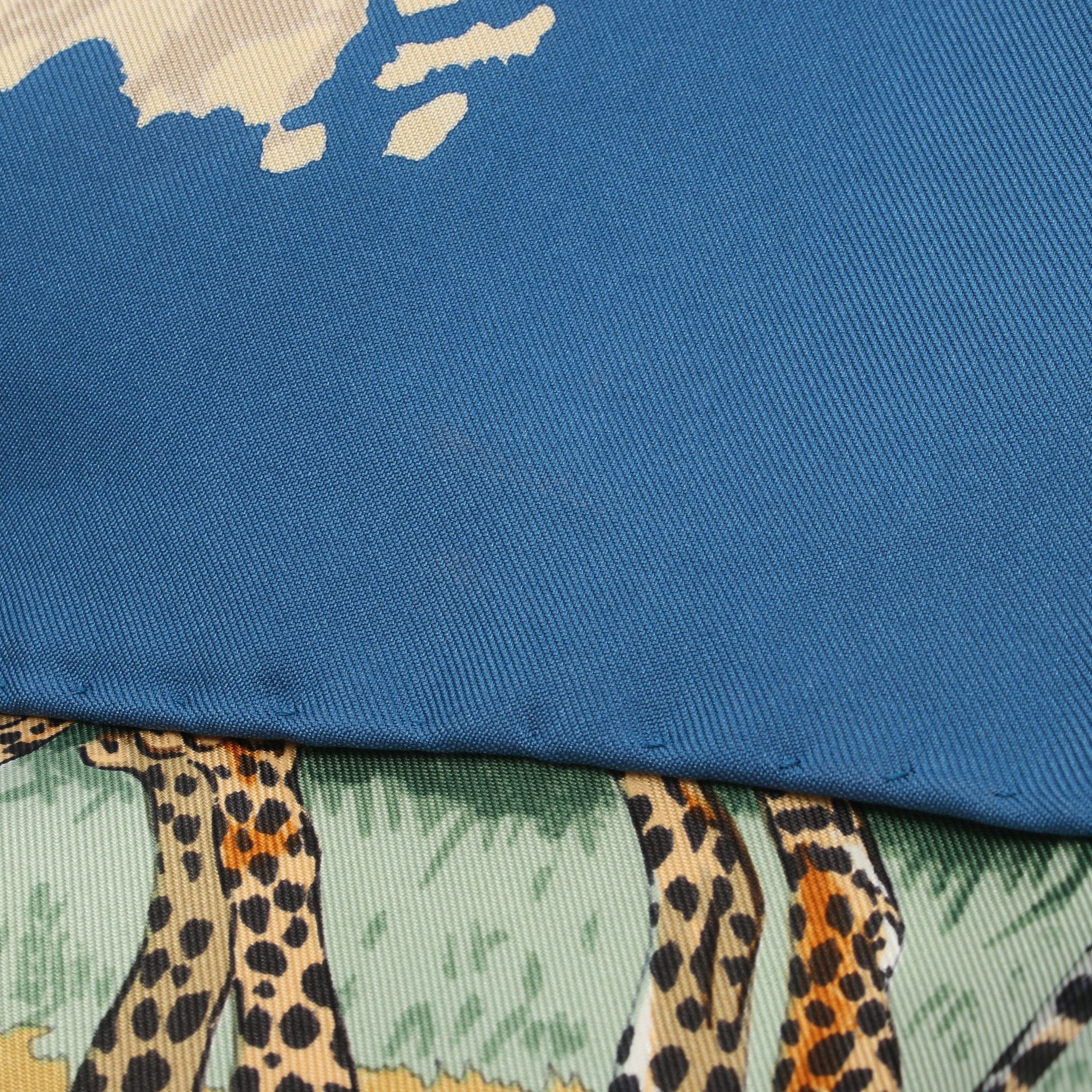 Hermes Hermes Carres 90 Africa Scarf Silk Blue Multicolor Size ONE SIZE - 5 Thumbnail