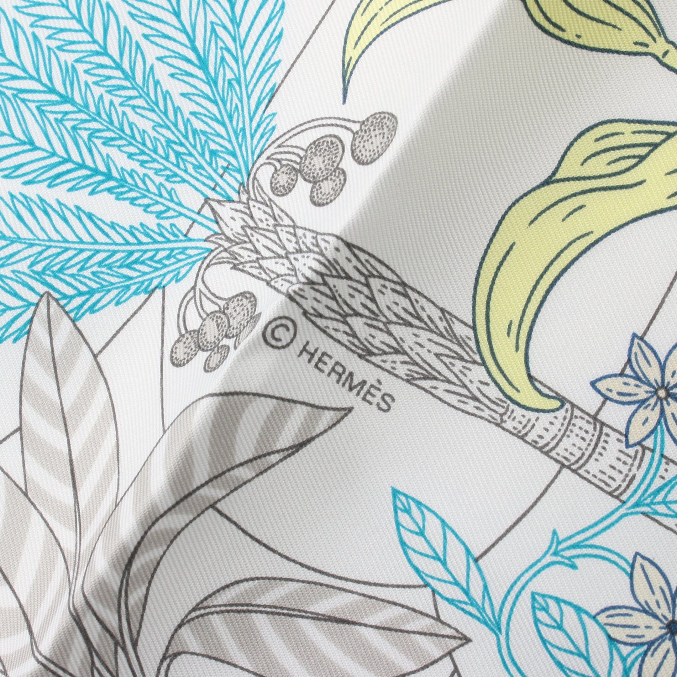 Hermes Hermes Carres 90 Precious Paradise Scarf Silk White Multicolor Size ONE SIZE - 2 Thumbnail