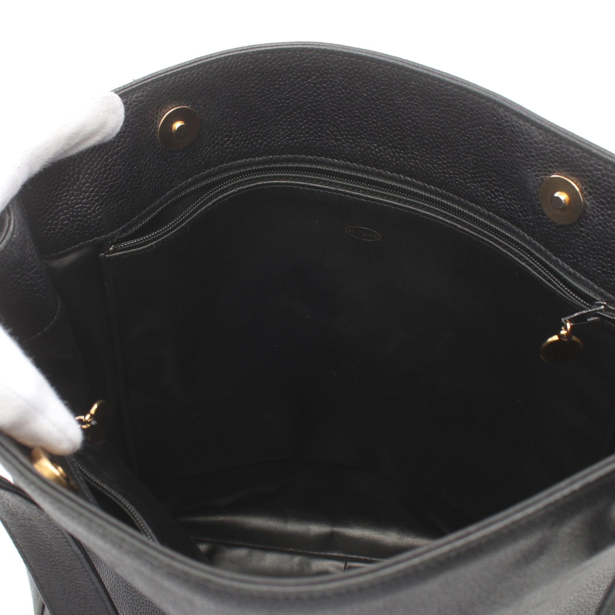 Chanel Chanel Big Coco Mark Shoulder Bag Tote Caviar Skin Black Gold Hardware Size ONE SIZE - 10 Thumbnail