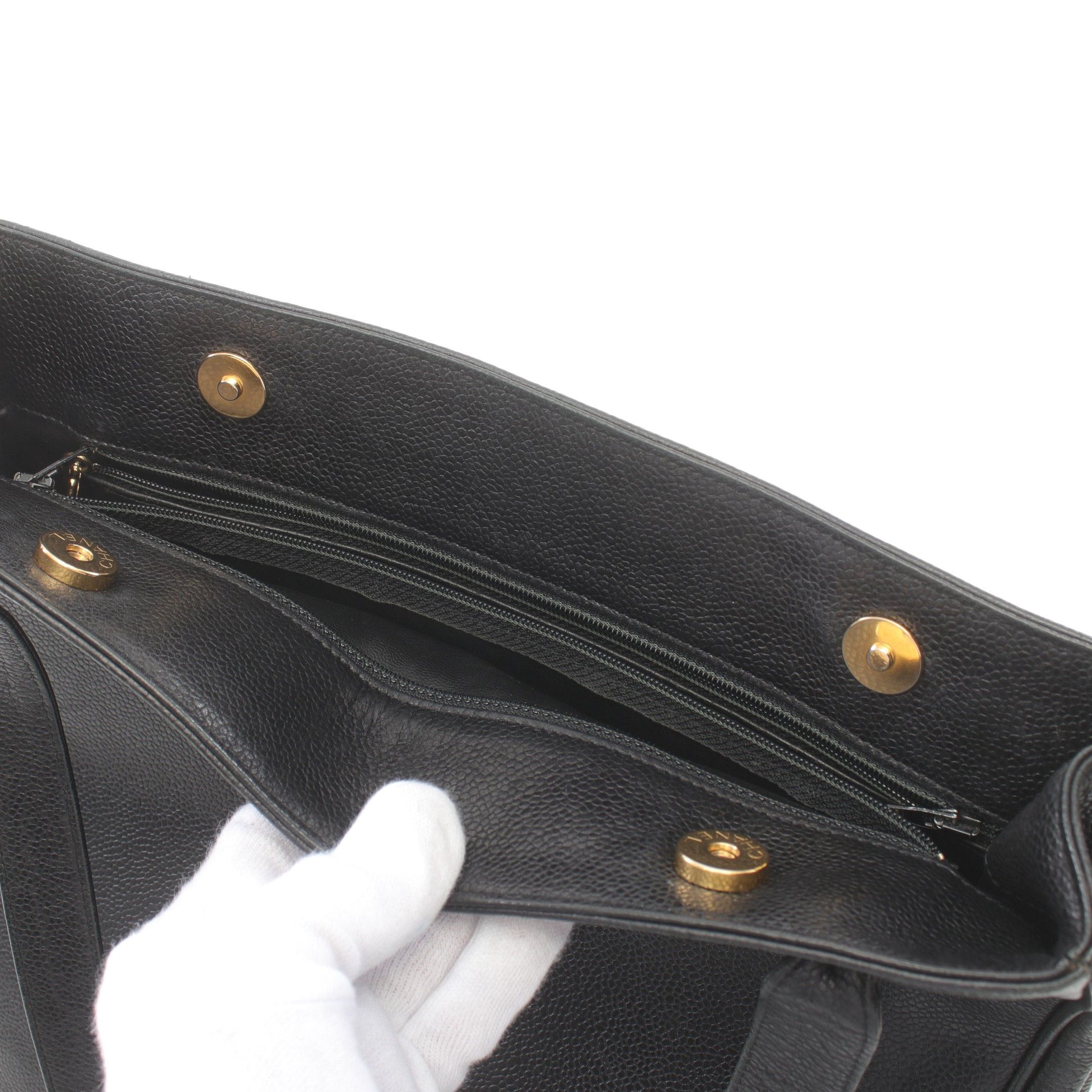 Chanel Chanel Big Coco Mark Shoulder Bag Tote Caviar Skin Black Gold Hardware Size ONE SIZE - 6 Thumbnail
