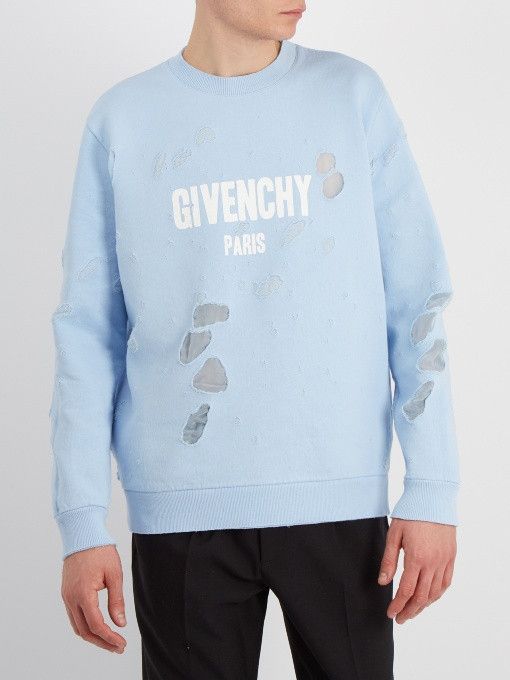 Givenchy blue hot sale destroyed hoodie