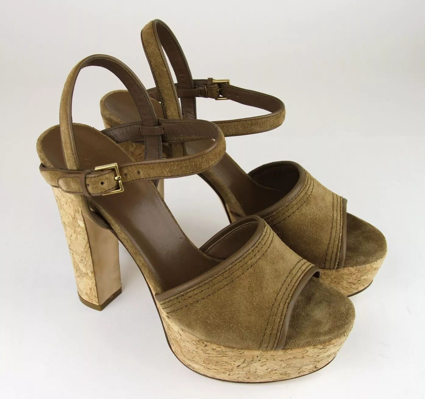 Gucci New Authentic Danielle Suede Cork Platform Sandal, 38.5/8.5 Size US 8.5 / IT 38.5 - 5 Thumbnail