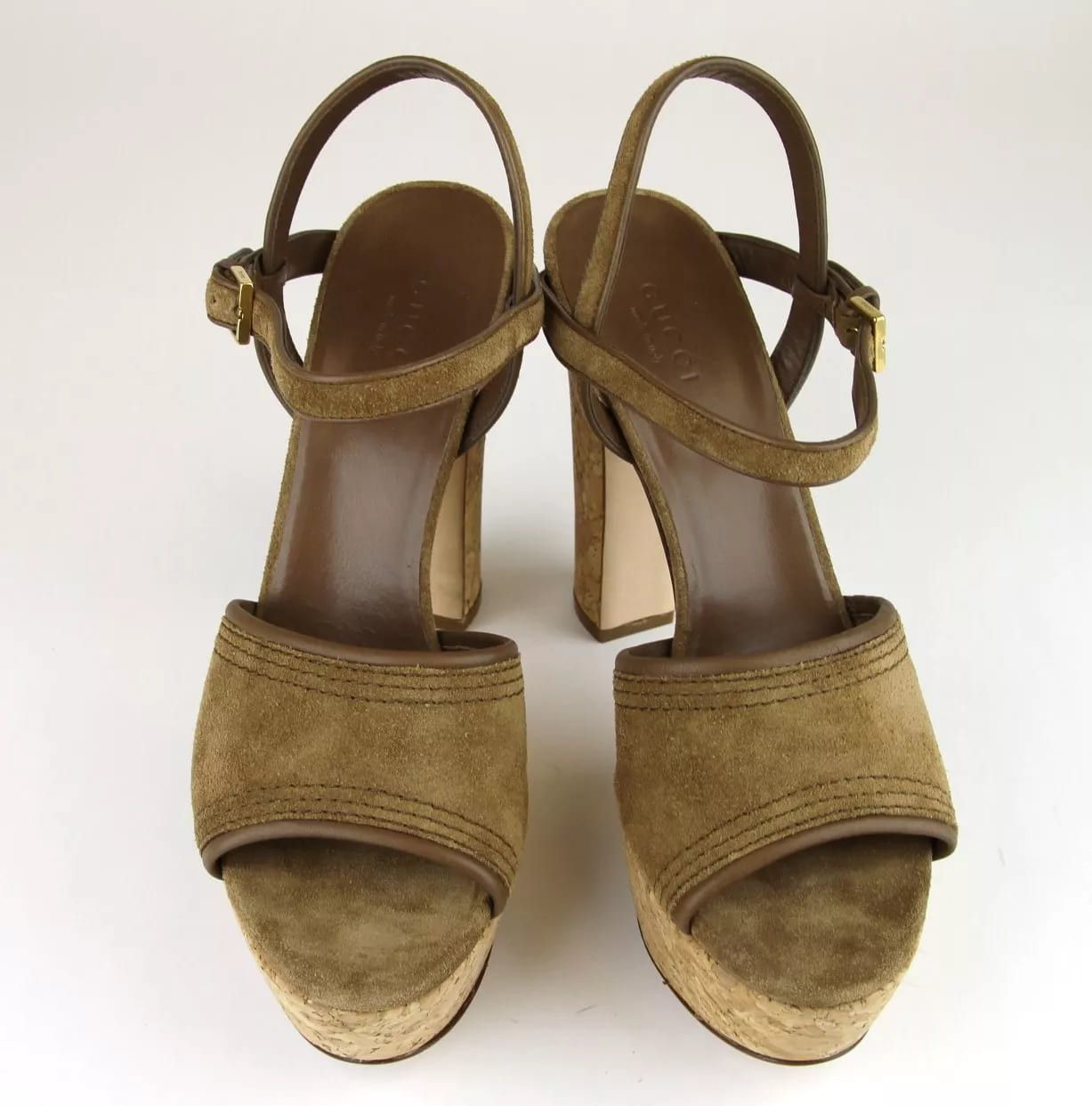 Gucci New Authentic Danielle Suede Cork Platform Sandal, 38.5/8.5 Size US 8.5 / IT 38.5 - 2 Thumbnail