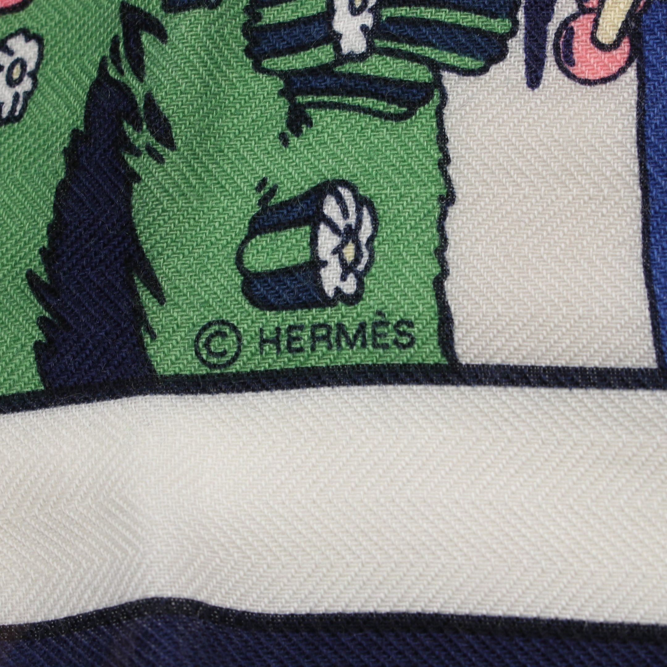 Hermes Hermes Carréjean Carres 140 Locomotion Scarf Cashmere Silk Multicolor Size ONE SIZE - 2 Thumbnail
