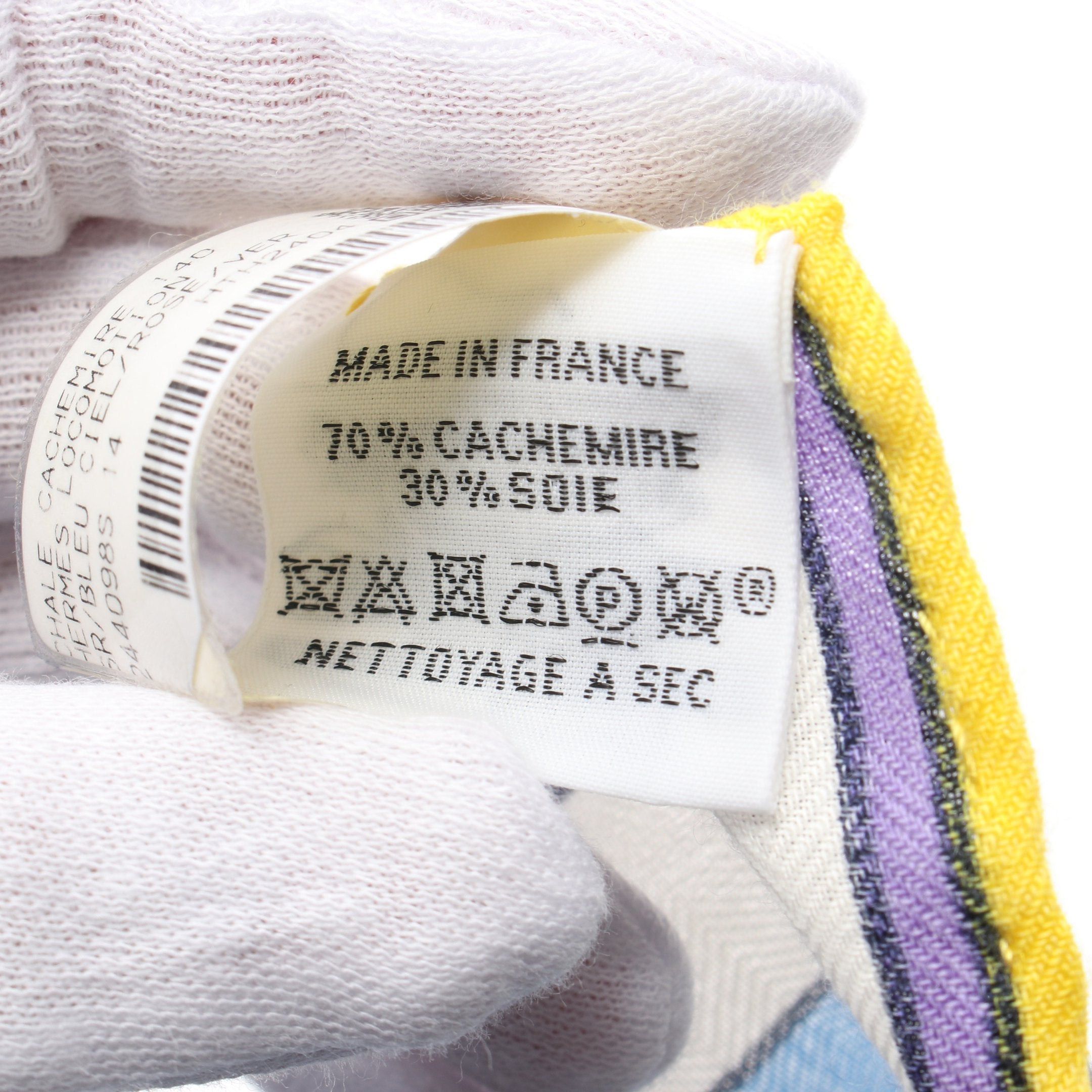 Hermes Hermes Carréjean Carres 140 Locomotion Scarf Cashmere Silk Multicolor Size ONE SIZE - 3 Thumbnail